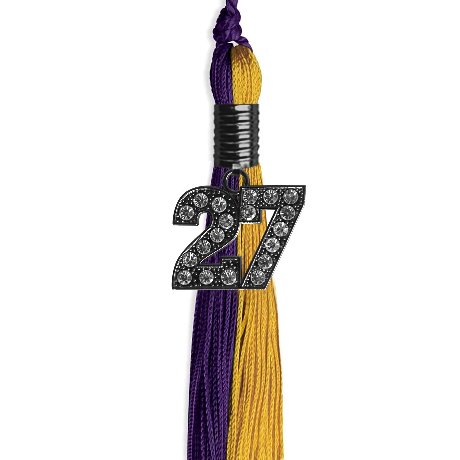 Purple/Bright Gold Graduation Tassel with Black Date Drop - Endea Graduation