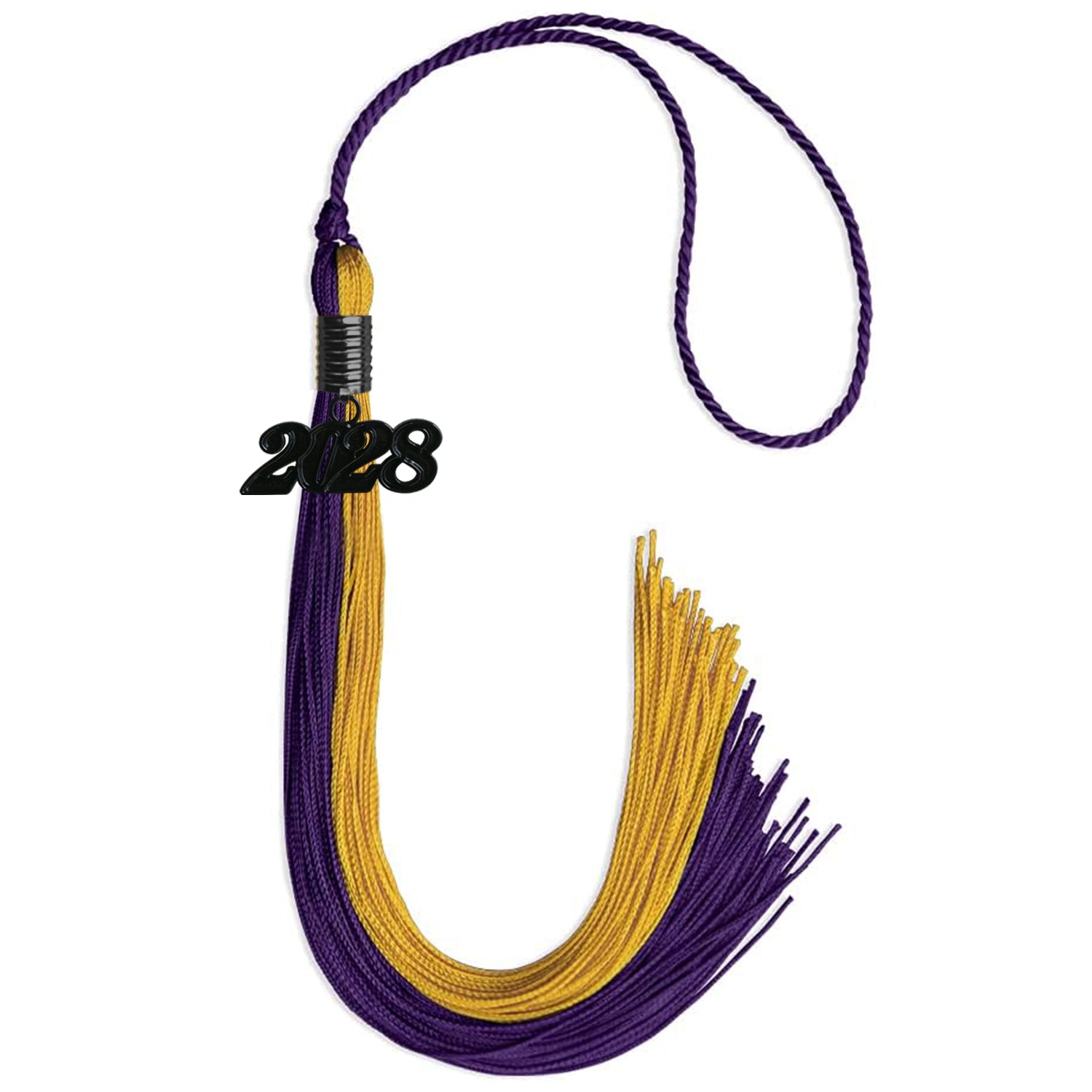 Purple/Bright Gold Graduation Tassel with Black Date Drop - Endea Graduation