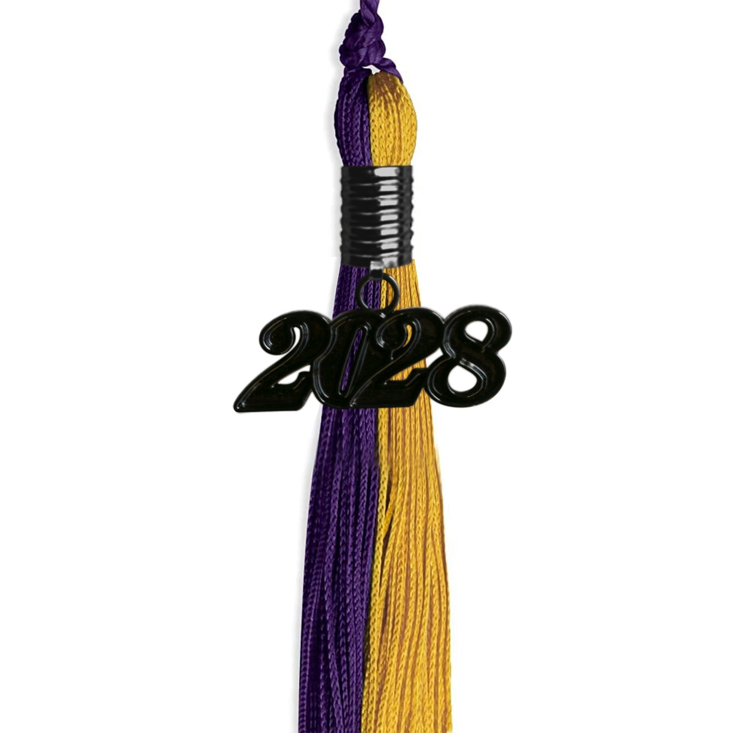 Purple/Bright Gold Graduation Tassel with Black Date Drop - Endea Graduation