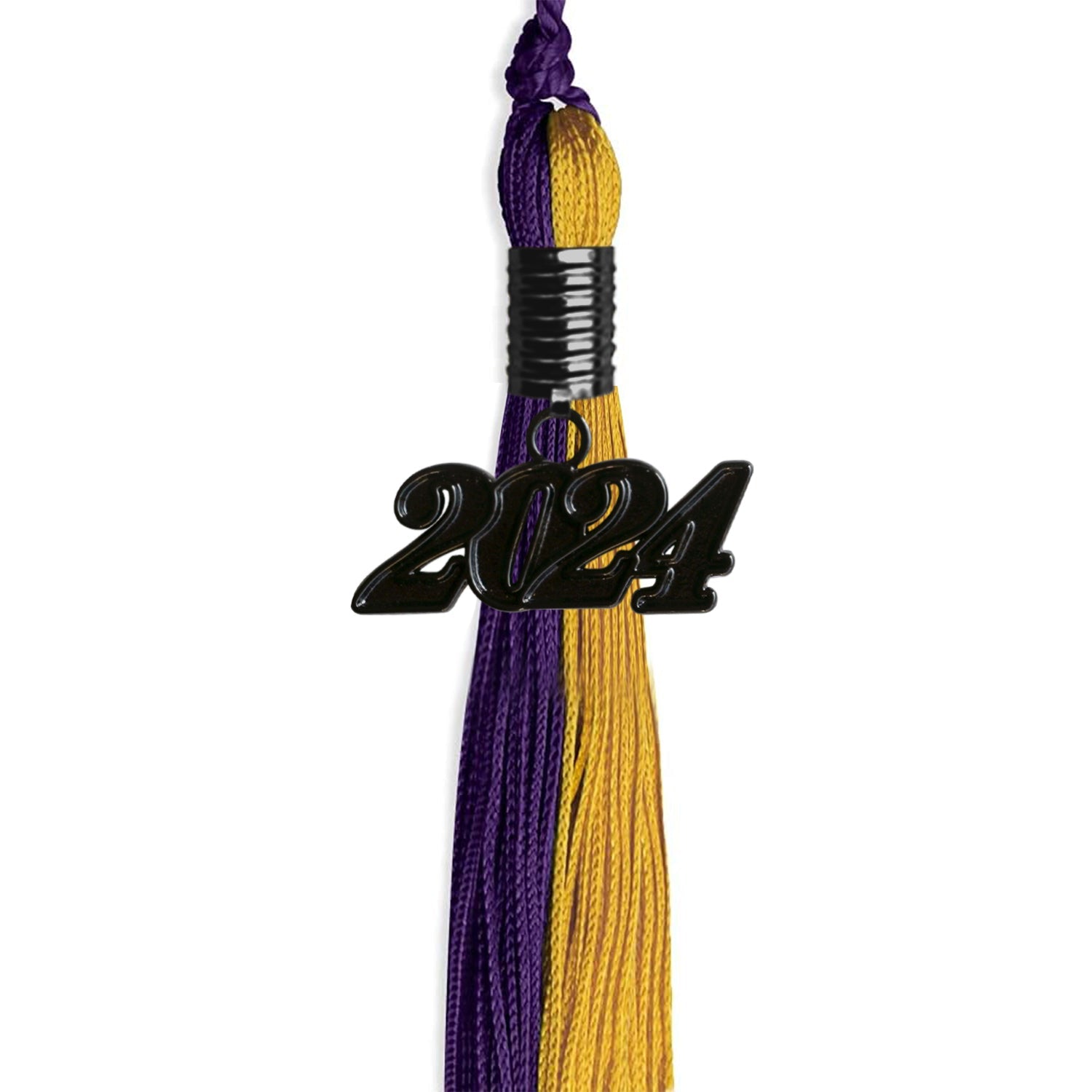 Purple/Bright Gold Graduation Tassel with Black Date Drop - Endea Graduation