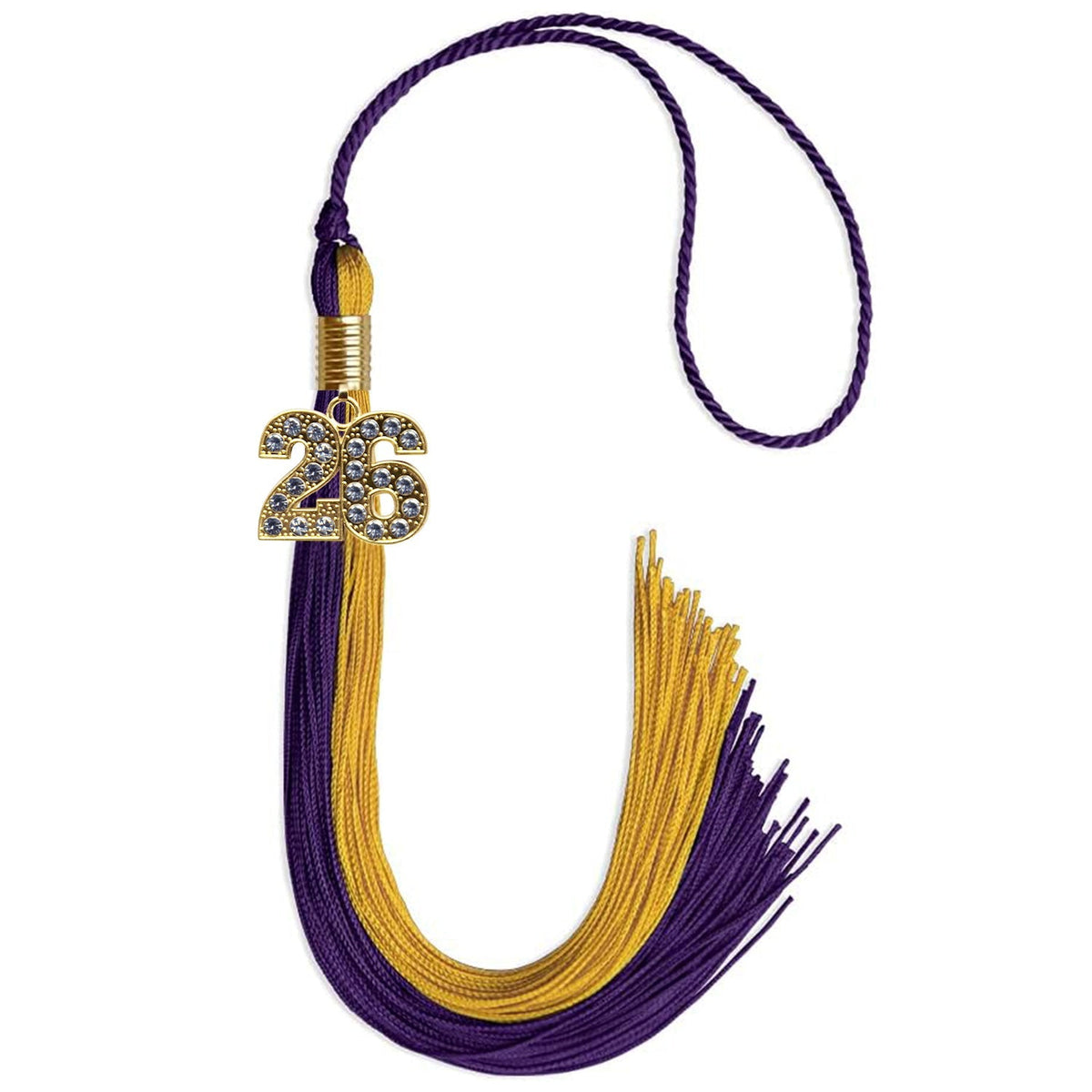Purple/Bright Gold Graduation Tassel with Gold Bling Charm - Endea Graduation