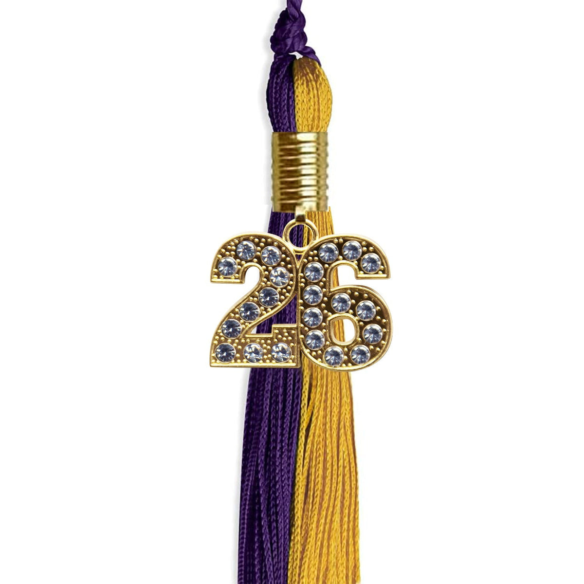 Purple/Bright Gold Graduation Tassel with Gold Bling Charm - Endea Graduation