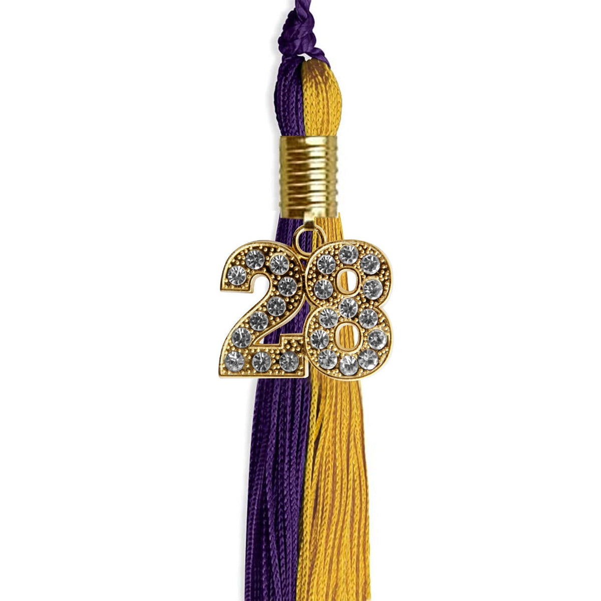 Purple/Bright Gold Graduation Tassel with Gold Bling Charm - Endea Graduation
