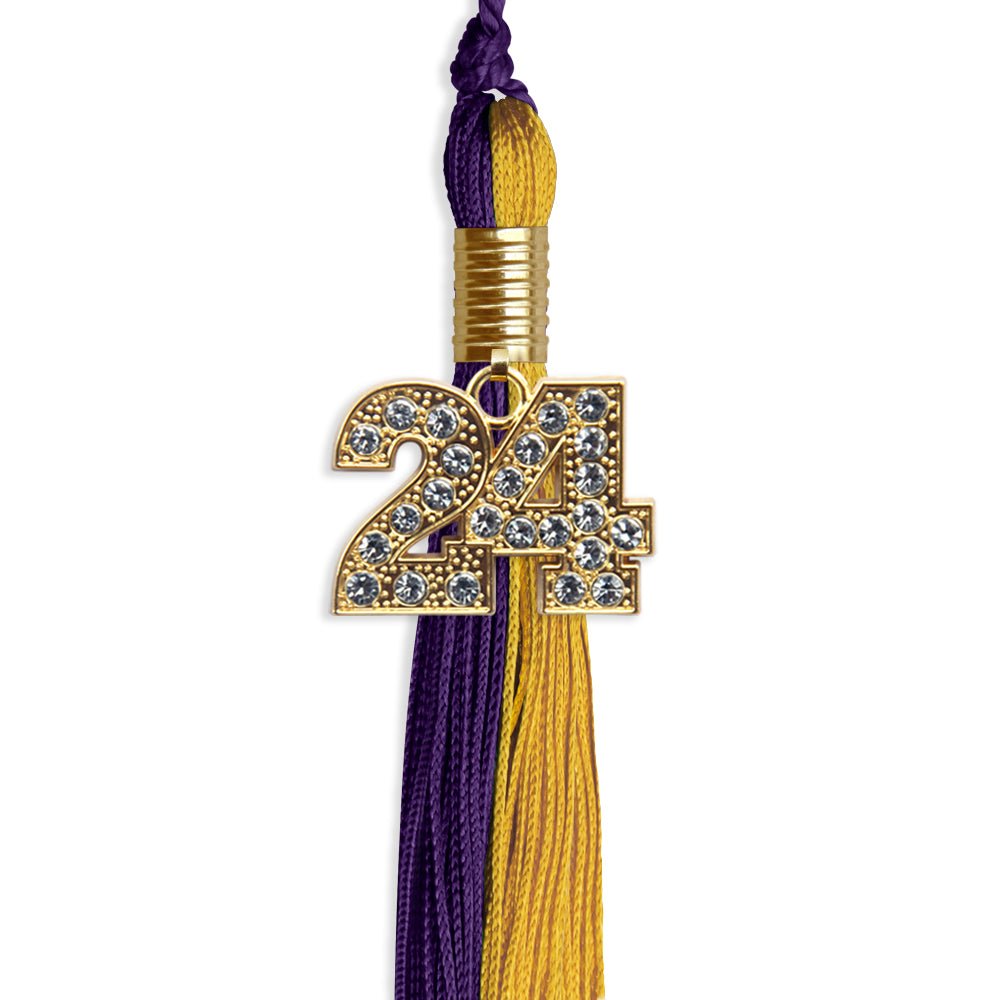 Purple/Bright Gold Graduation Tassel with Gold Date Drop - Endea Graduation