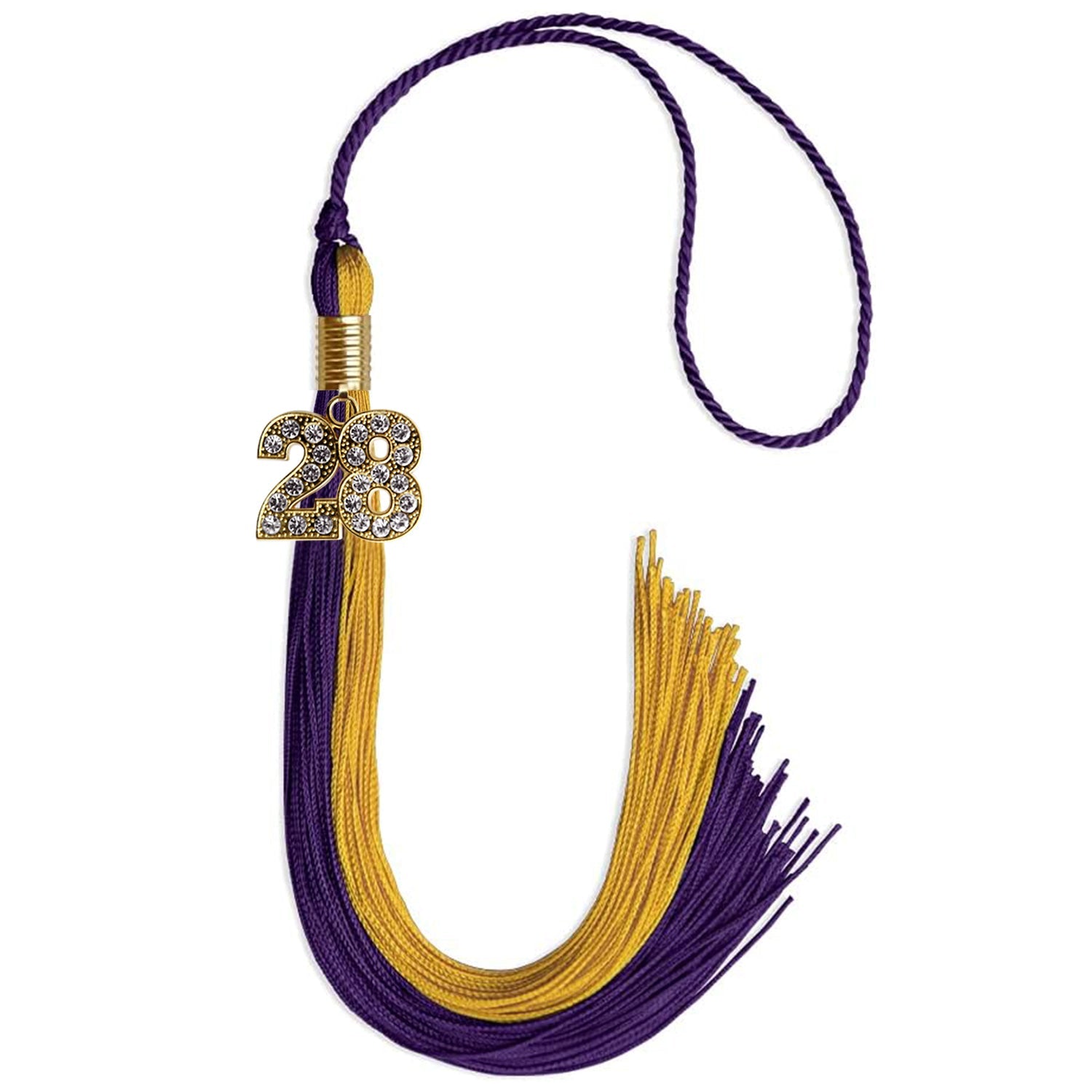 Purple/Bright Gold Graduation Tassel with Gold Date Drop - Endea Graduation