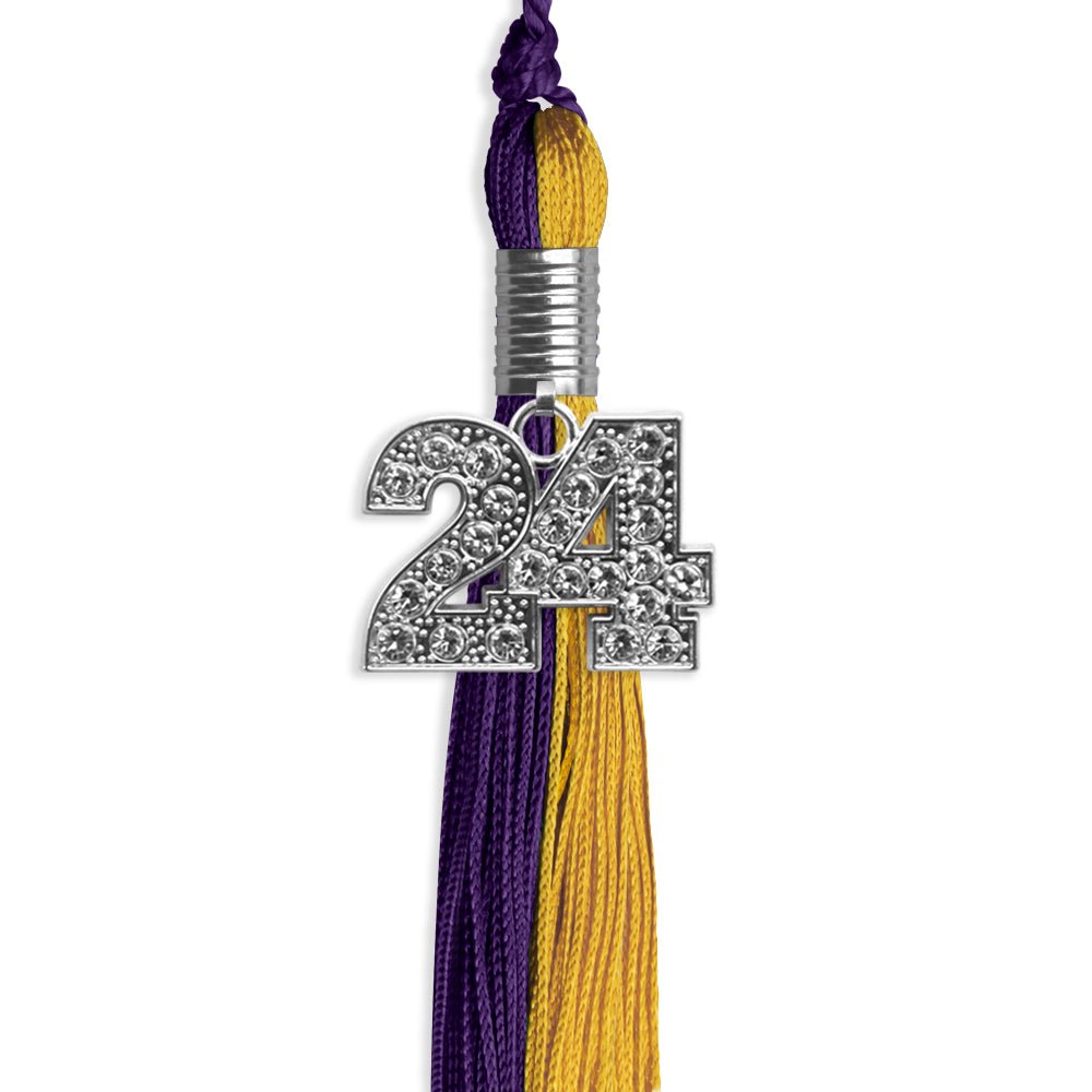 Purple/Bright Gold Graduation Tassel with Silver Date Drop - Endea Graduation