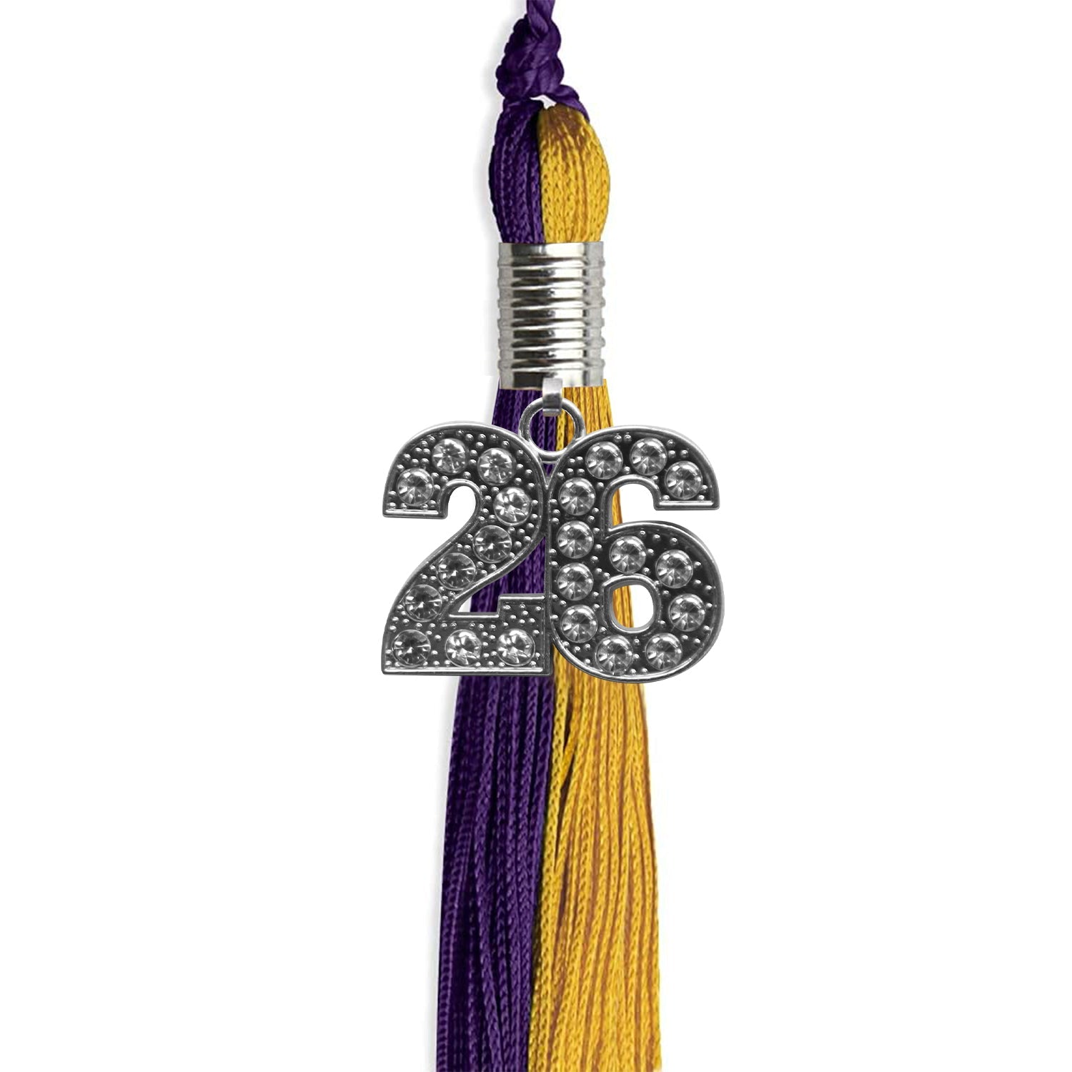 Purple/Bright Gold Graduation Tassel with Silver Date Drop - Endea Graduation