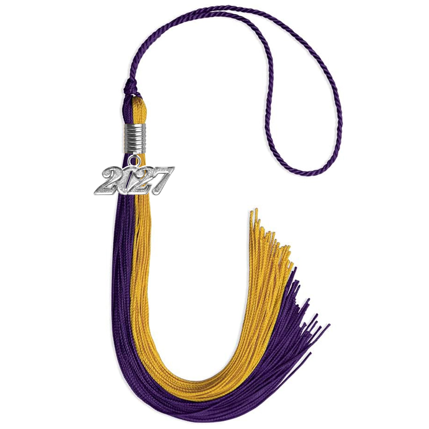 Purple/Bright Gold Graduation Tassel with Silver Date Drop - Endea Graduation