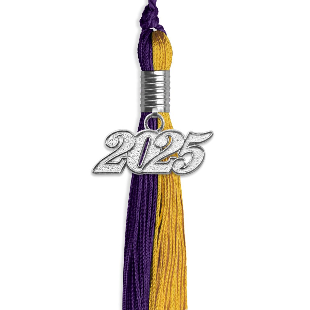 Purple/Bright Gold Graduation Tassel with Silver Date Drop - Endea Graduation