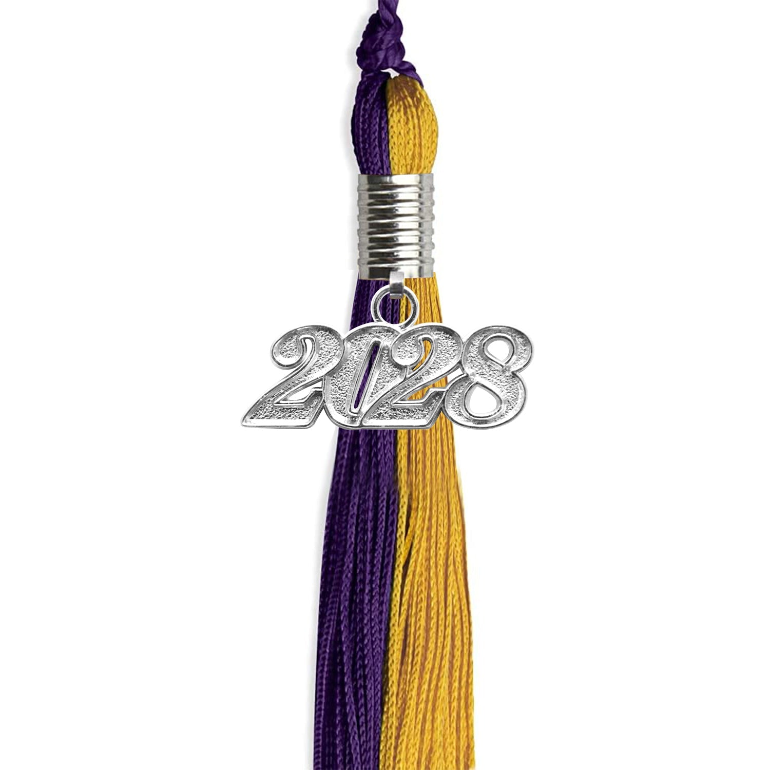 Purple/Bright Gold Graduation Tassel with Silver Date Drop - Endea Graduation