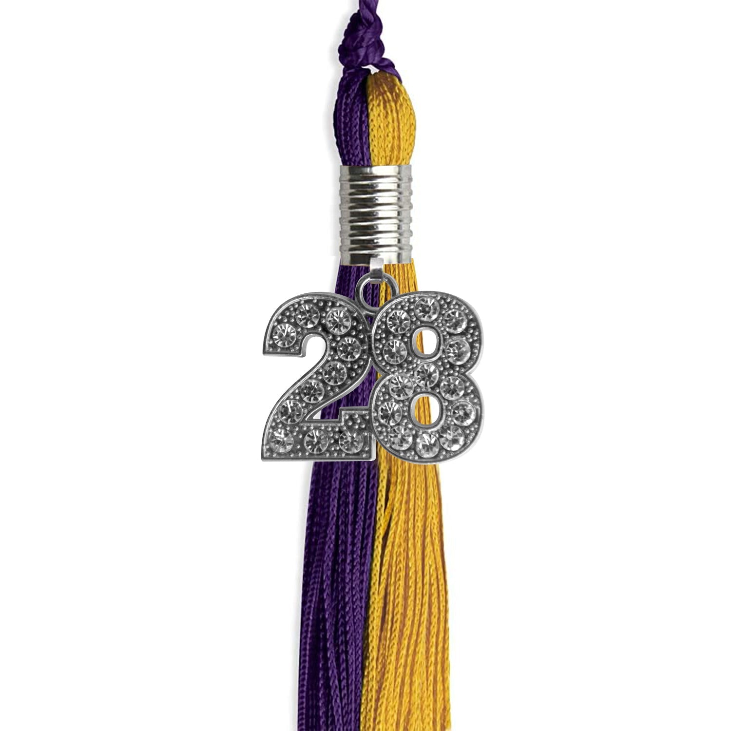 Purple/Bright Gold Graduation Tassel with Silver Date Drop - Endea Graduation