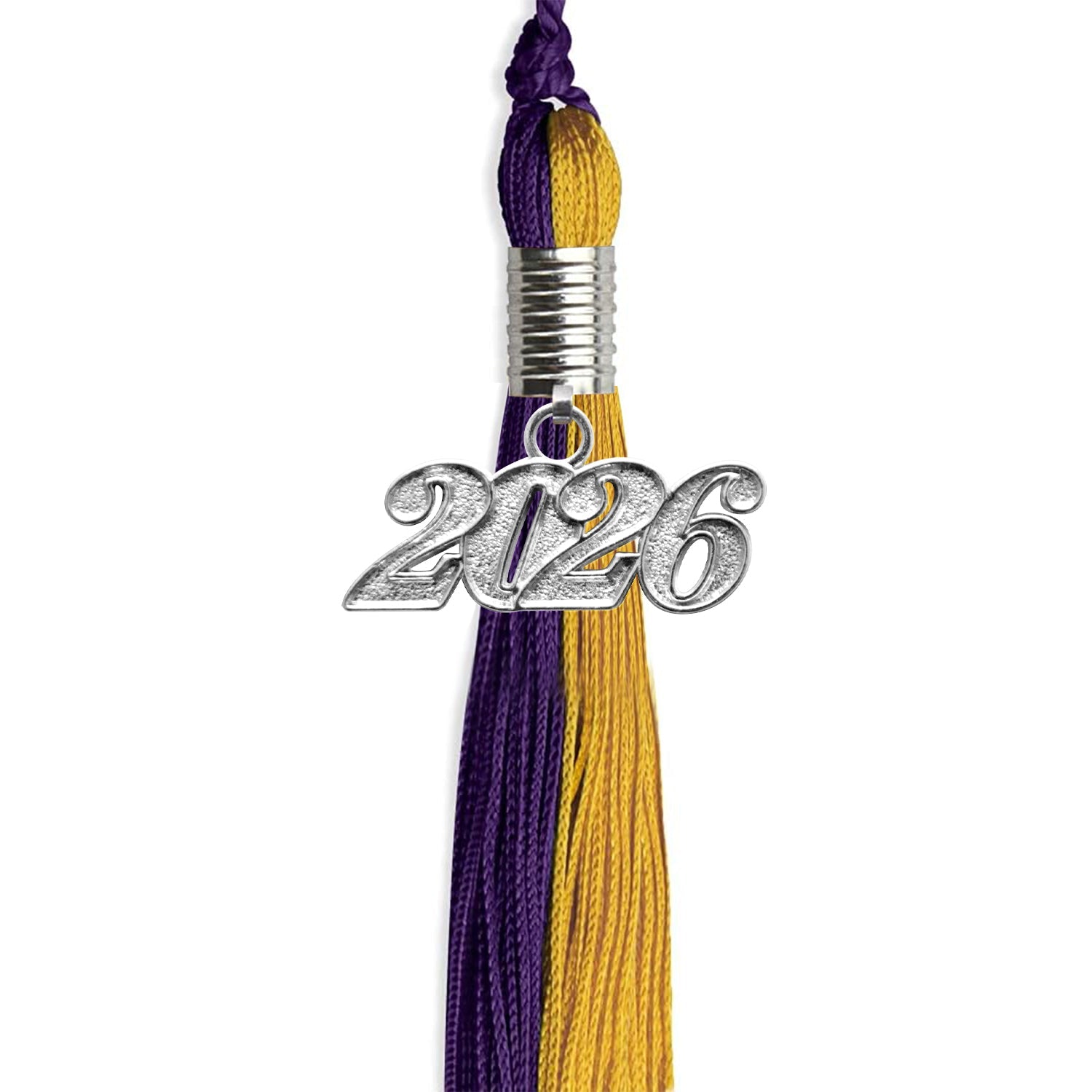 Purple/Bright Gold Graduation Tassel with Silver Date Drop - Endea Graduation