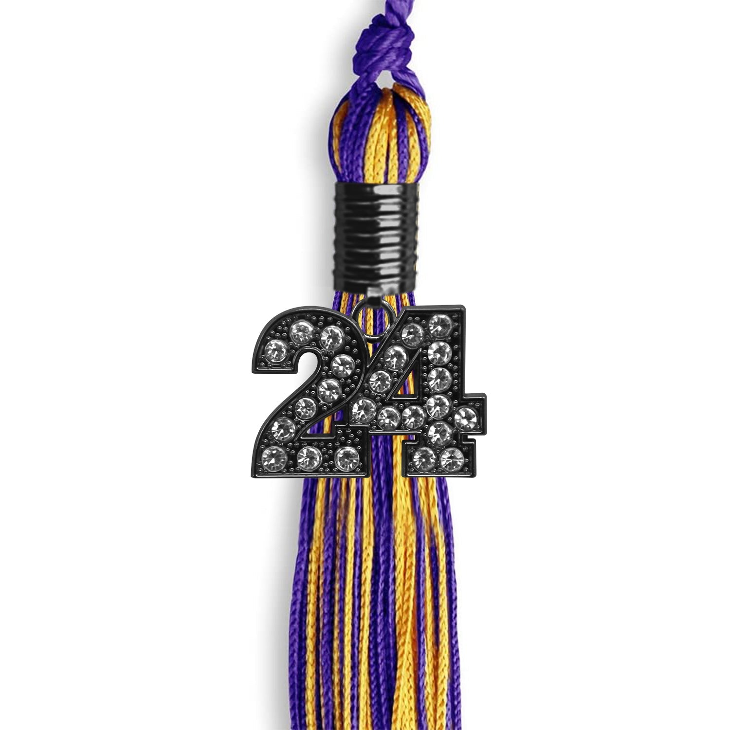 Purple/Gold Mixed Color Graduation Tassel with Black Date Drop - Endea Graduation