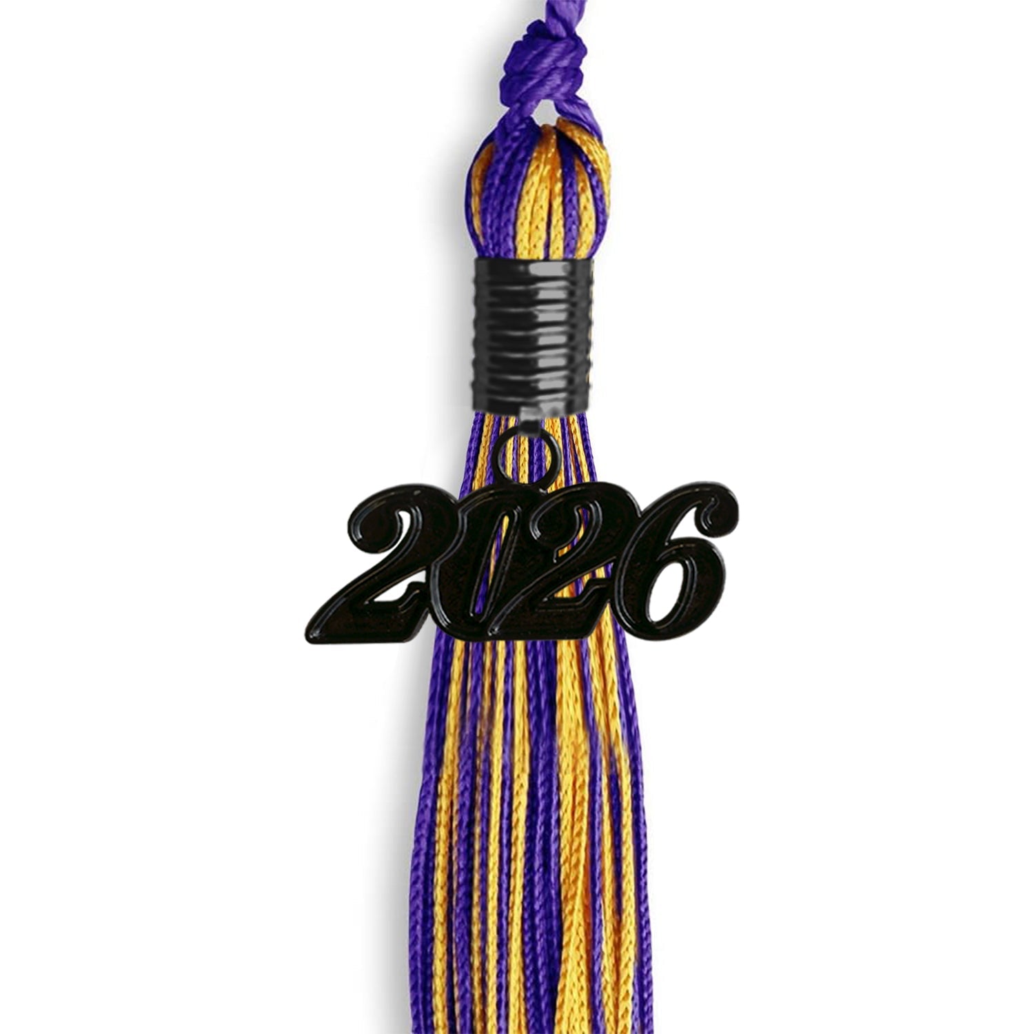 Purple/Gold Mixed Color Graduation Tassel with Black Date Drop - Endea Graduation