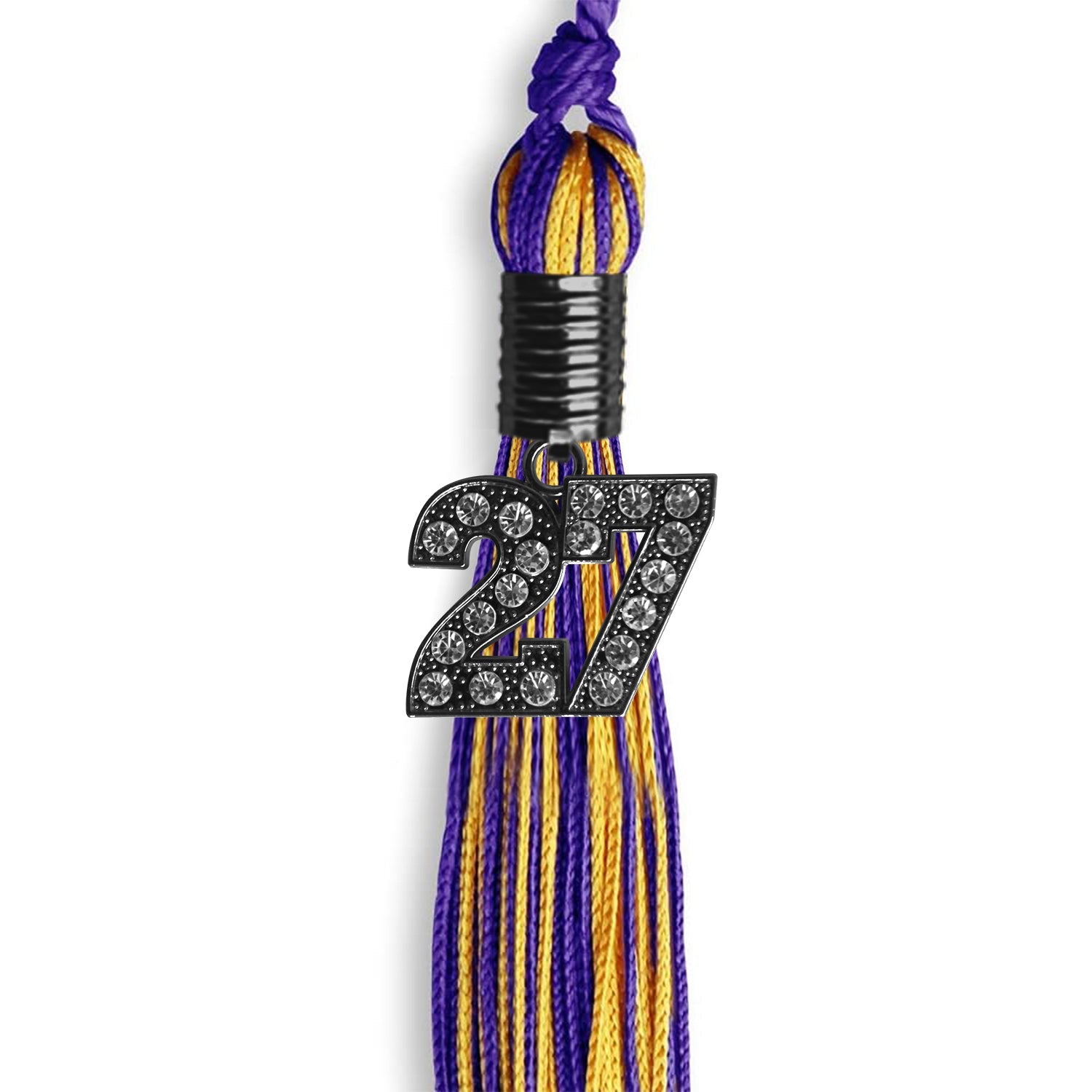 Purple/Gold Mixed Color Graduation Tassel with Black Date Drop - Endea Graduation