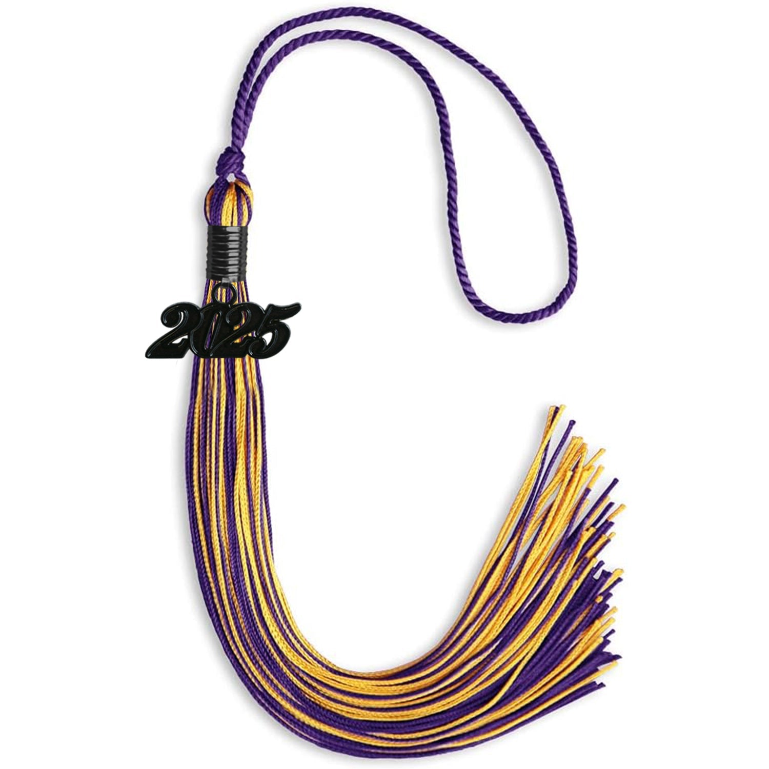 Purple/Gold Mixed Color Graduation Tassel with Black Date Drop - Endea Graduation