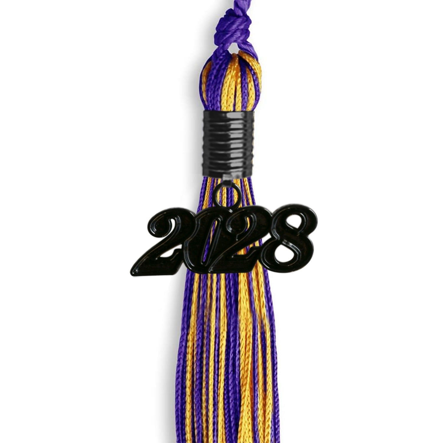 Purple/Gold Mixed Color Graduation Tassel with Black Date Drop - Endea Graduation