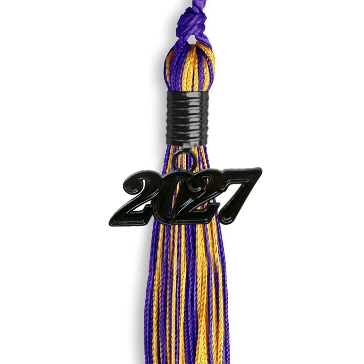 Purple/Gold Mixed Color Graduation Tassel with Black Date Drop - Endea Graduation