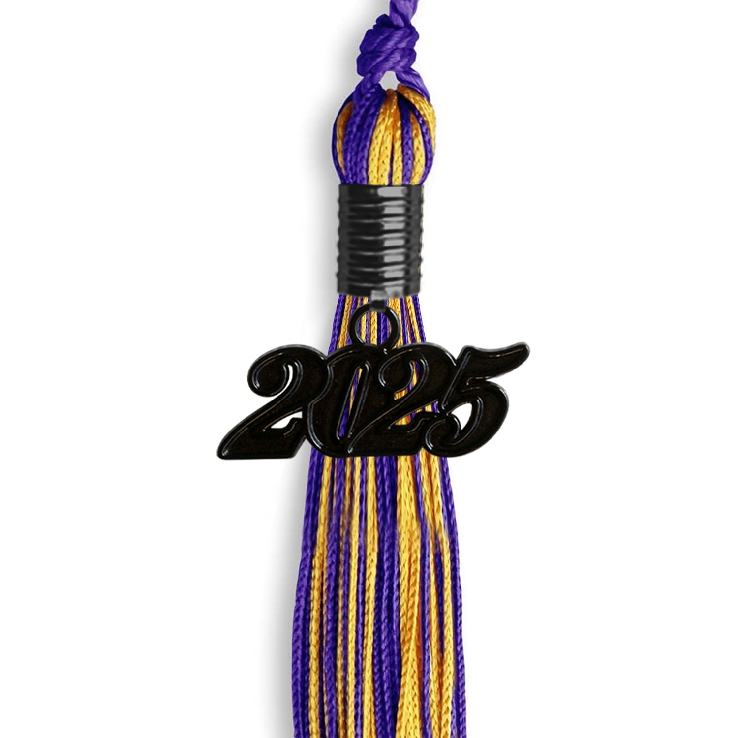 Purple/Gold Mixed Color Graduation Tassel with Black Date Drop - Endea Graduation