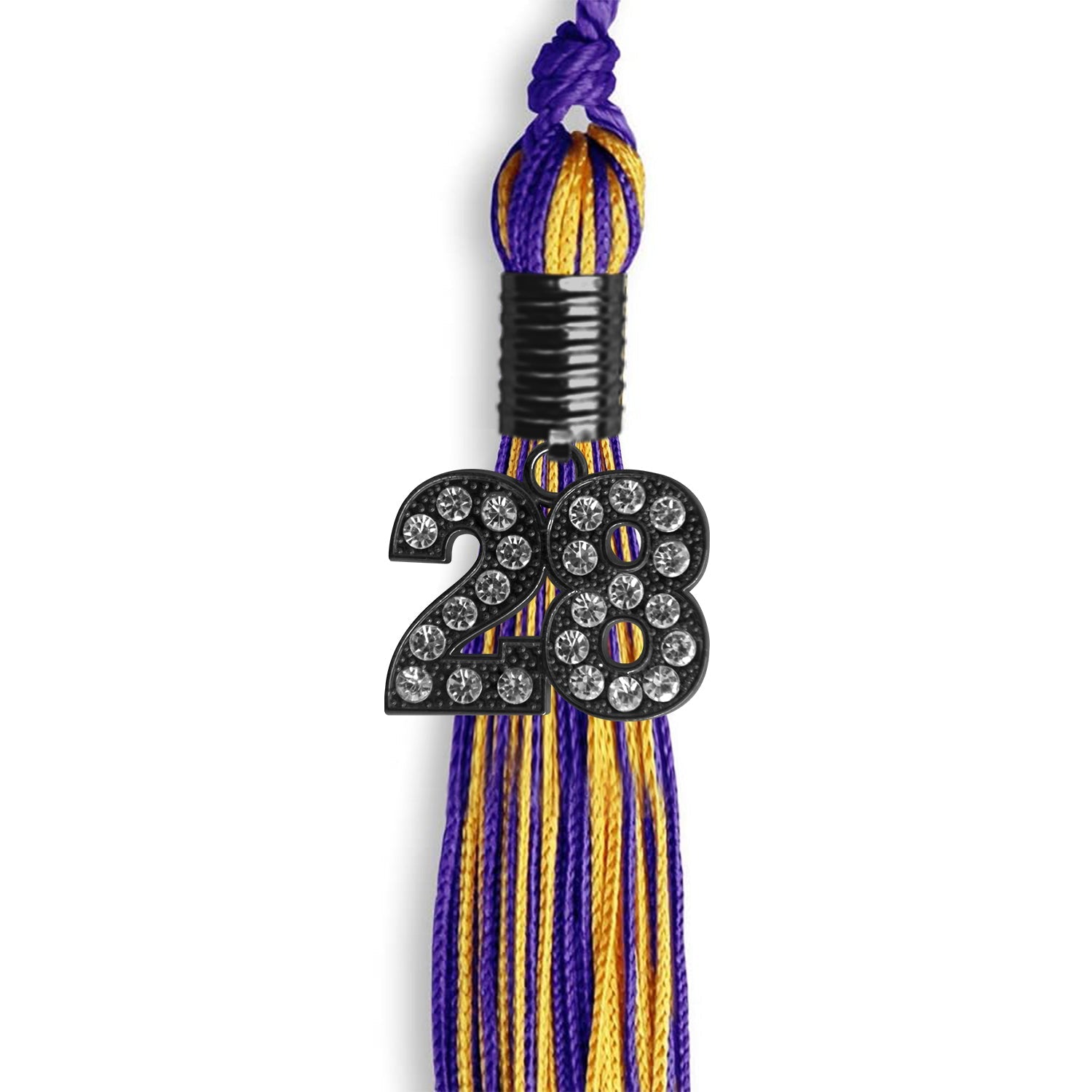 Purple/Gold Mixed Color Graduation Tassel with Black Date Drop - Endea Graduation