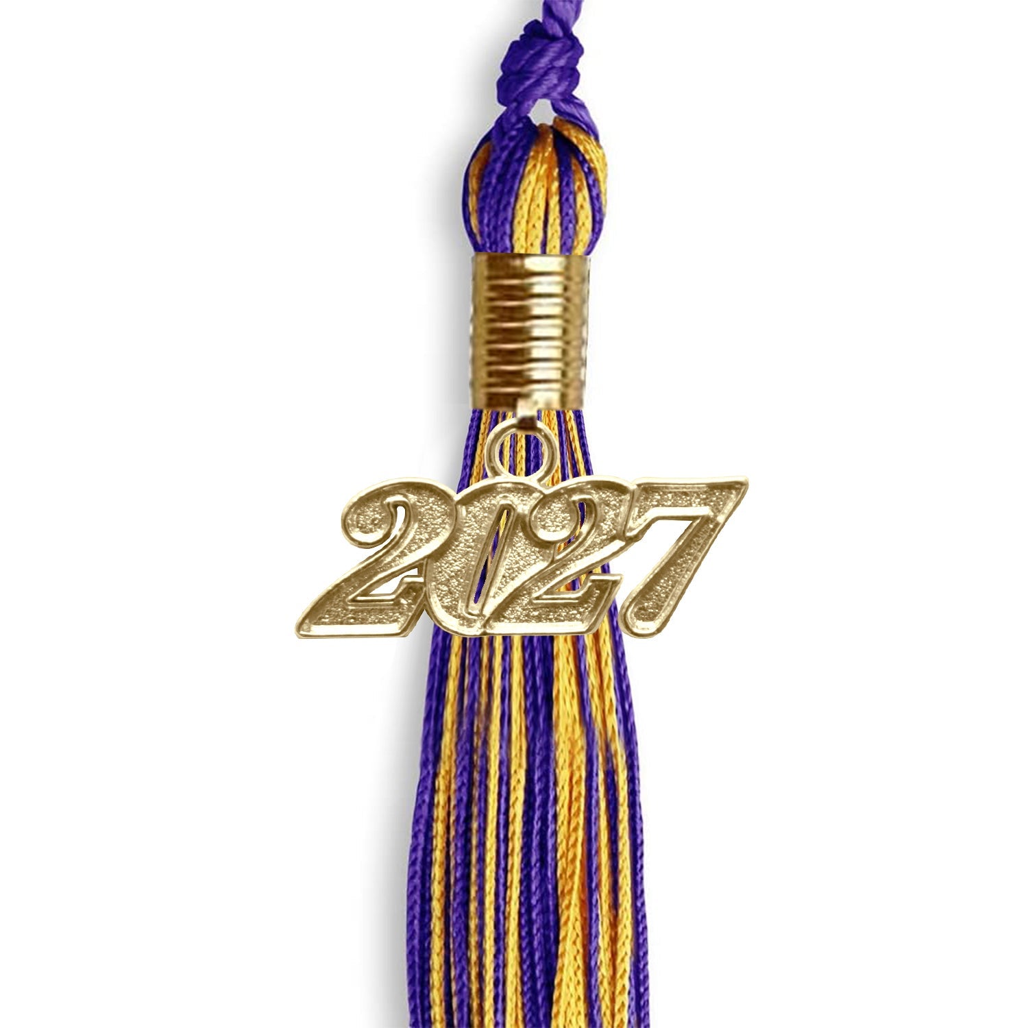 Purple/Gold Mixed Color Graduation Tassel with Gold Date Drop - Endea Graduation