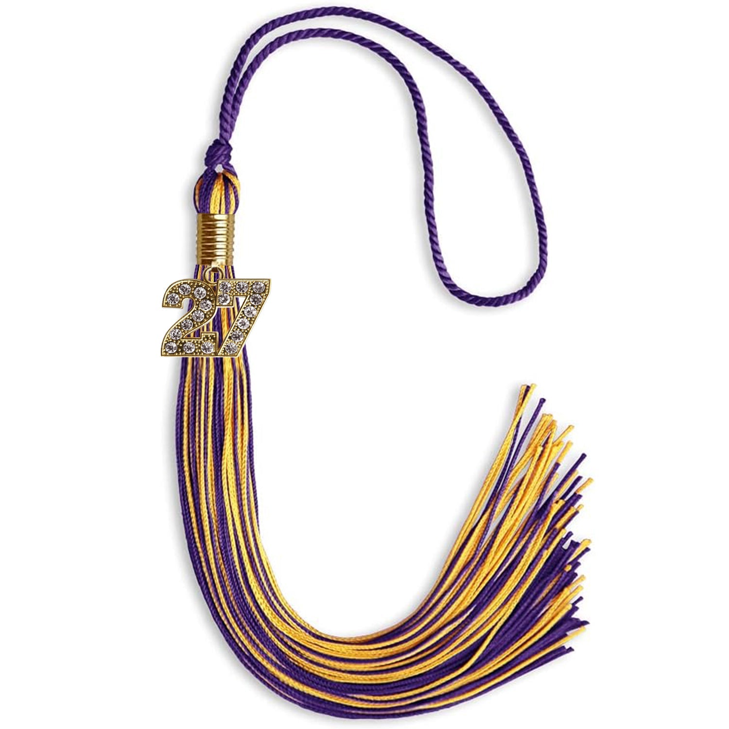 Purple/Gold Mixed Color Graduation Tassel with Gold Date Drop - Endea Graduation