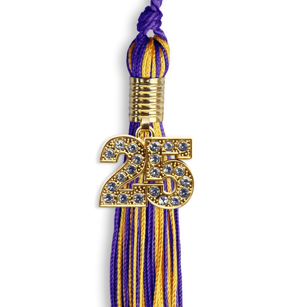 Purple/Gold Mixed Color Graduation Tassel with Gold Date Drop - Endea Graduation