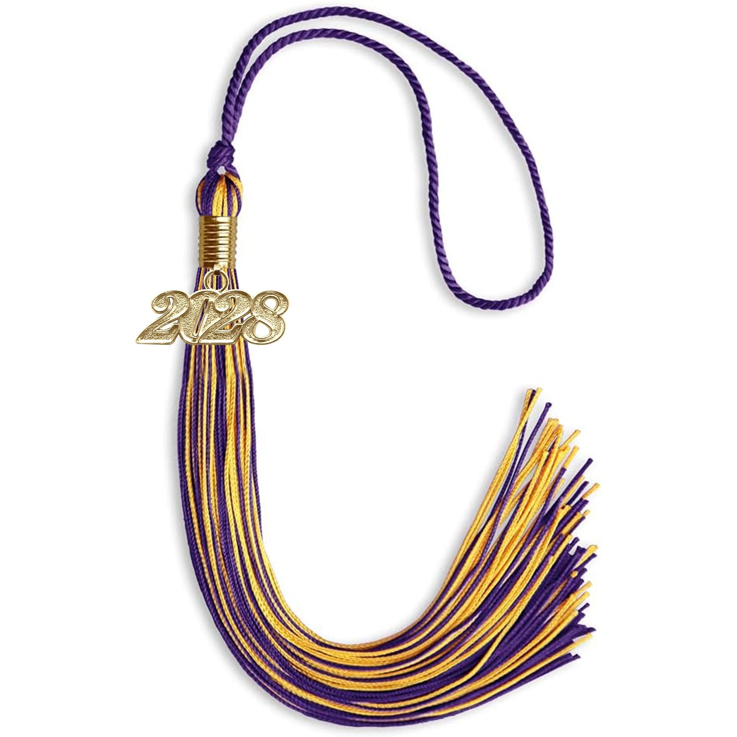 Purple/Gold Mixed Color Graduation Tassel with Gold Date Drop - Endea Graduation