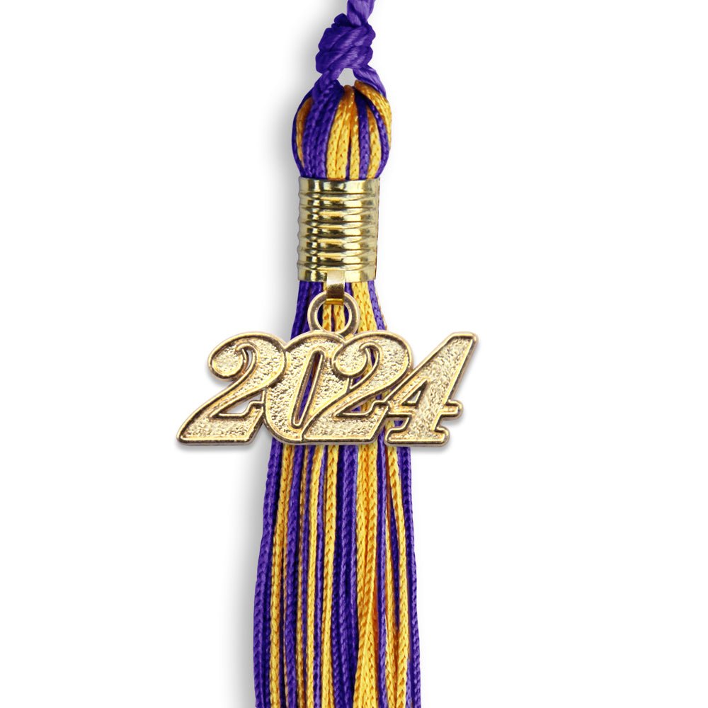 Purple/Gold Mixed Color Graduation Tassel with Gold Date Drop - Endea Graduation