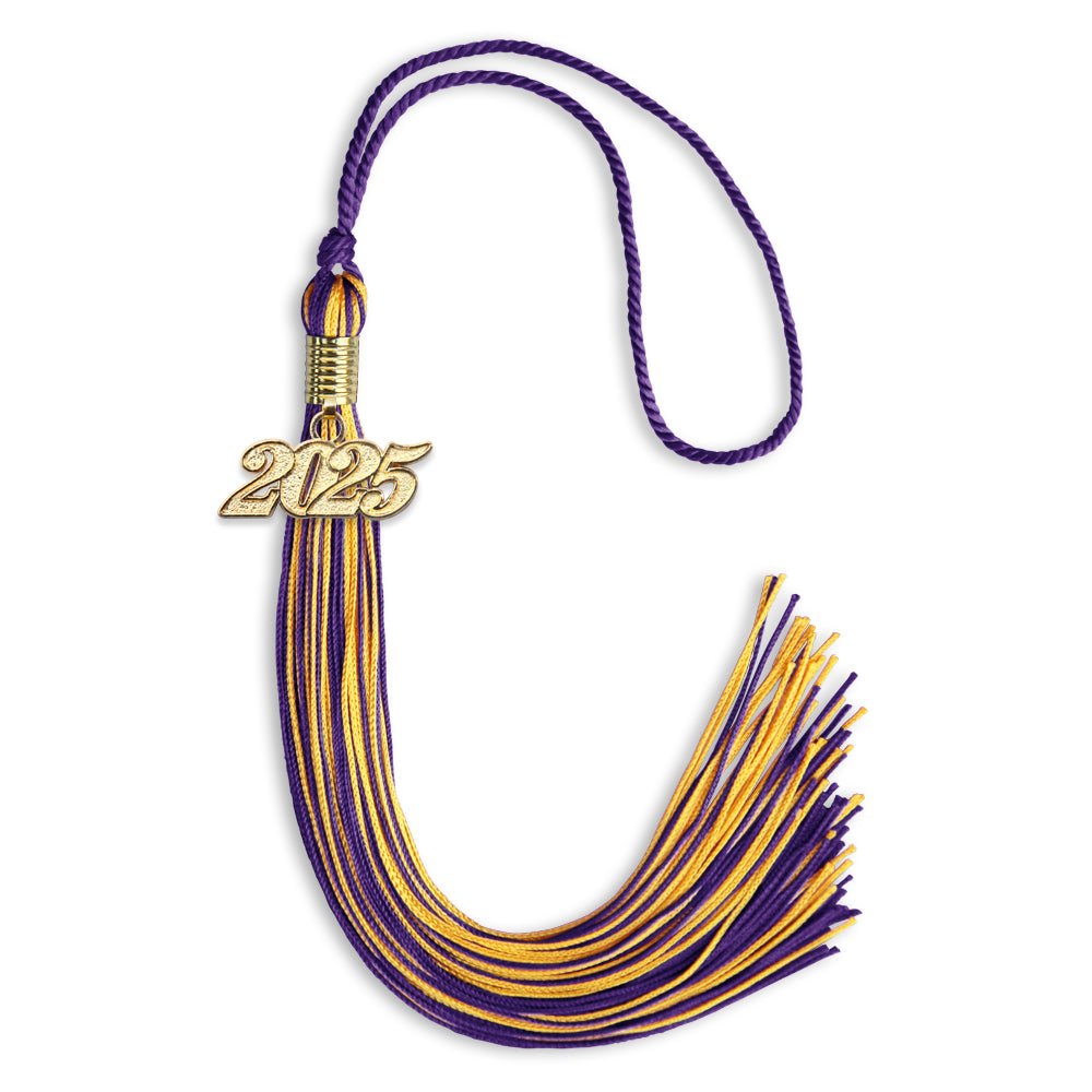 Purple/Gold Mixed Color Graduation Tassel with Gold Date Drop - Endea Graduation