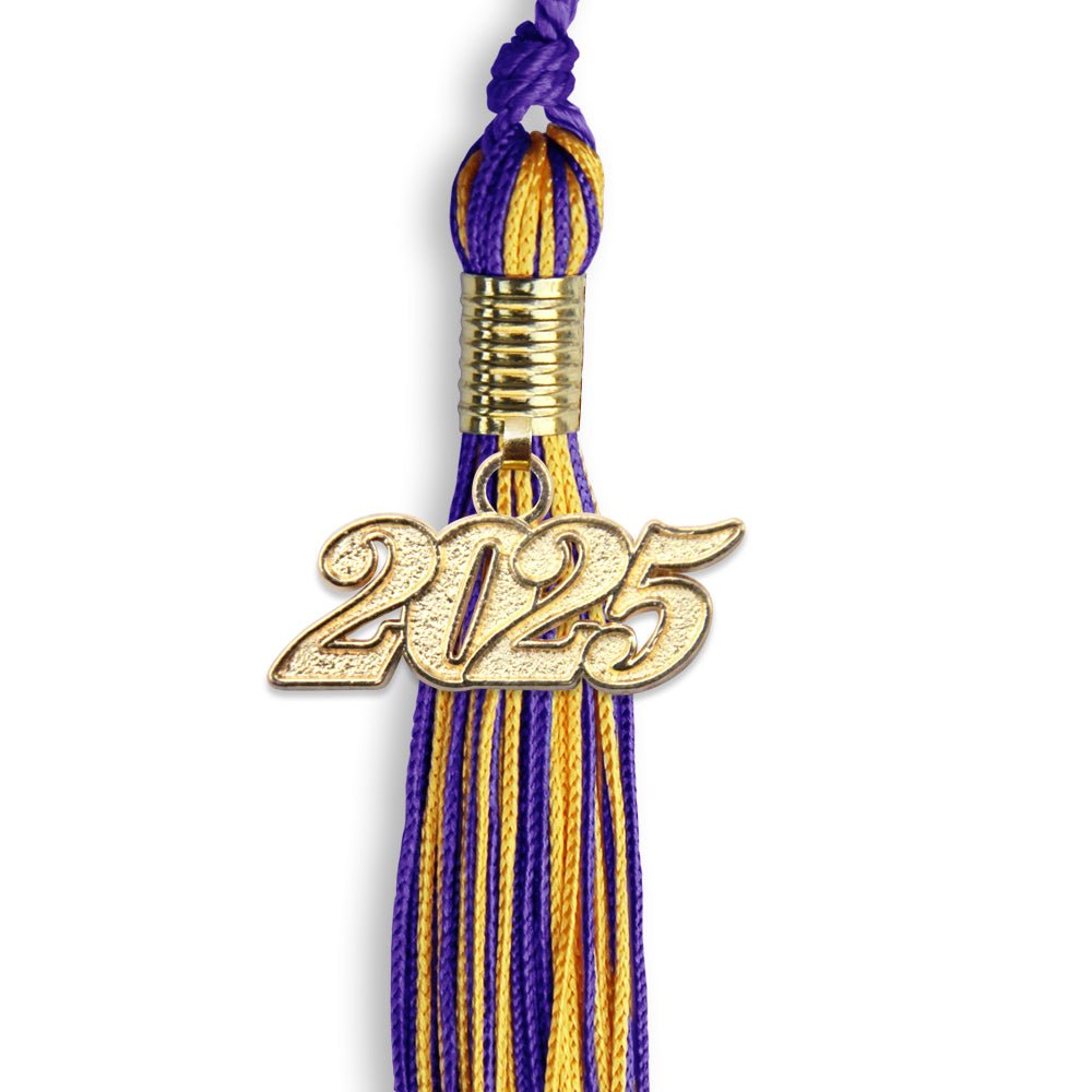 Purple/Gold Mixed Color Graduation Tassel with Gold Date Drop - Endea Graduation