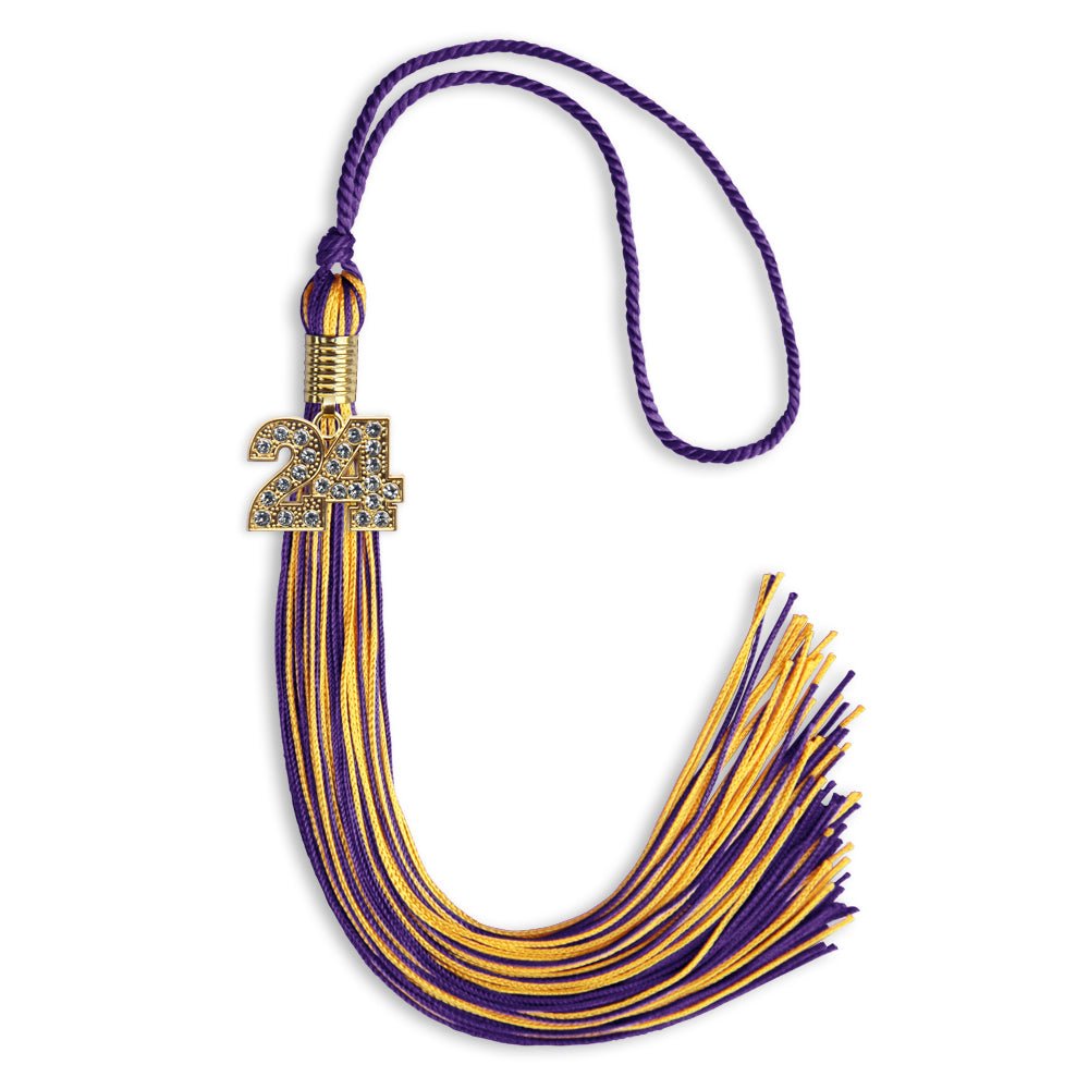 Purple/Gold Mixed Color Graduation Tassel with Gold Date Drop - Endea Graduation