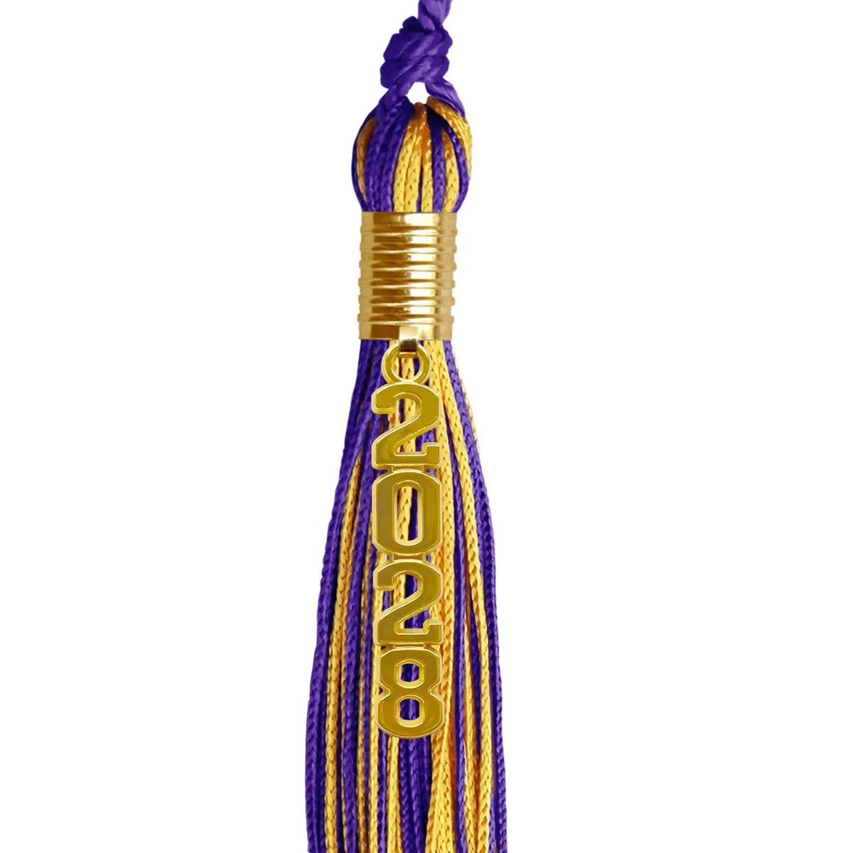 Purple/Gold Mixed Color Graduation Tassel with Gold Stacked Date Drop - Endea Graduation