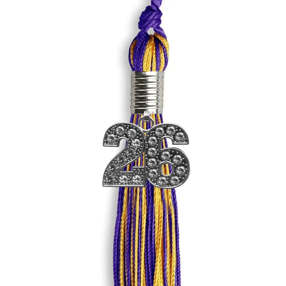 Purple/Gold Mixed Color Graduation Tassel with Silver Bling Charm - Endea Graduation