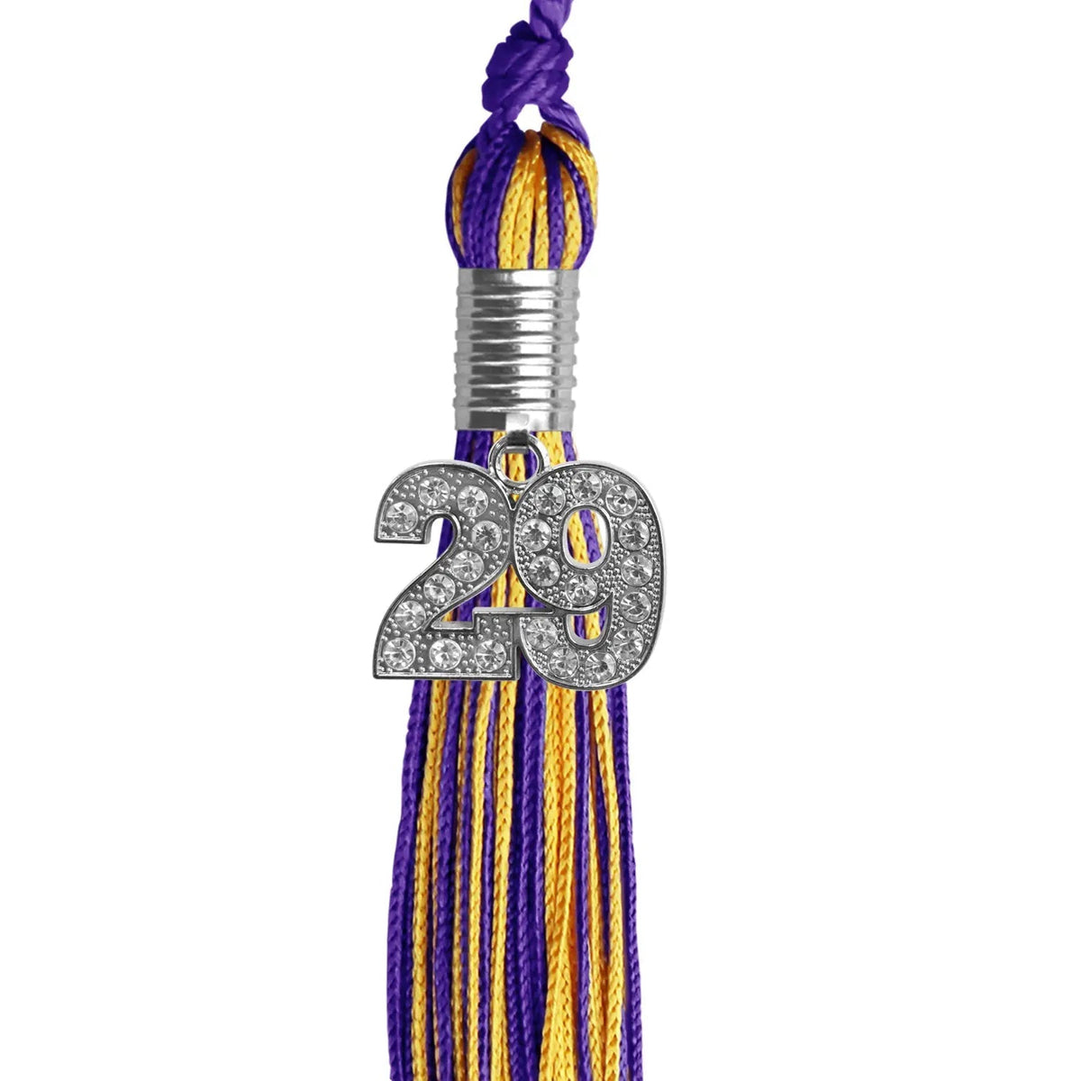 Purple/Gold Mixed Color Graduation Tassel with Silver Bling Charm - Endea Graduation
