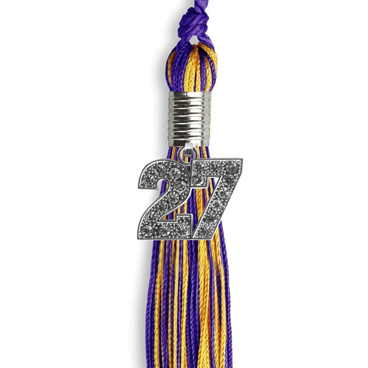 Purple/Gold Mixed Color Graduation Tassel with Silver Bling Charm - Endea Graduation