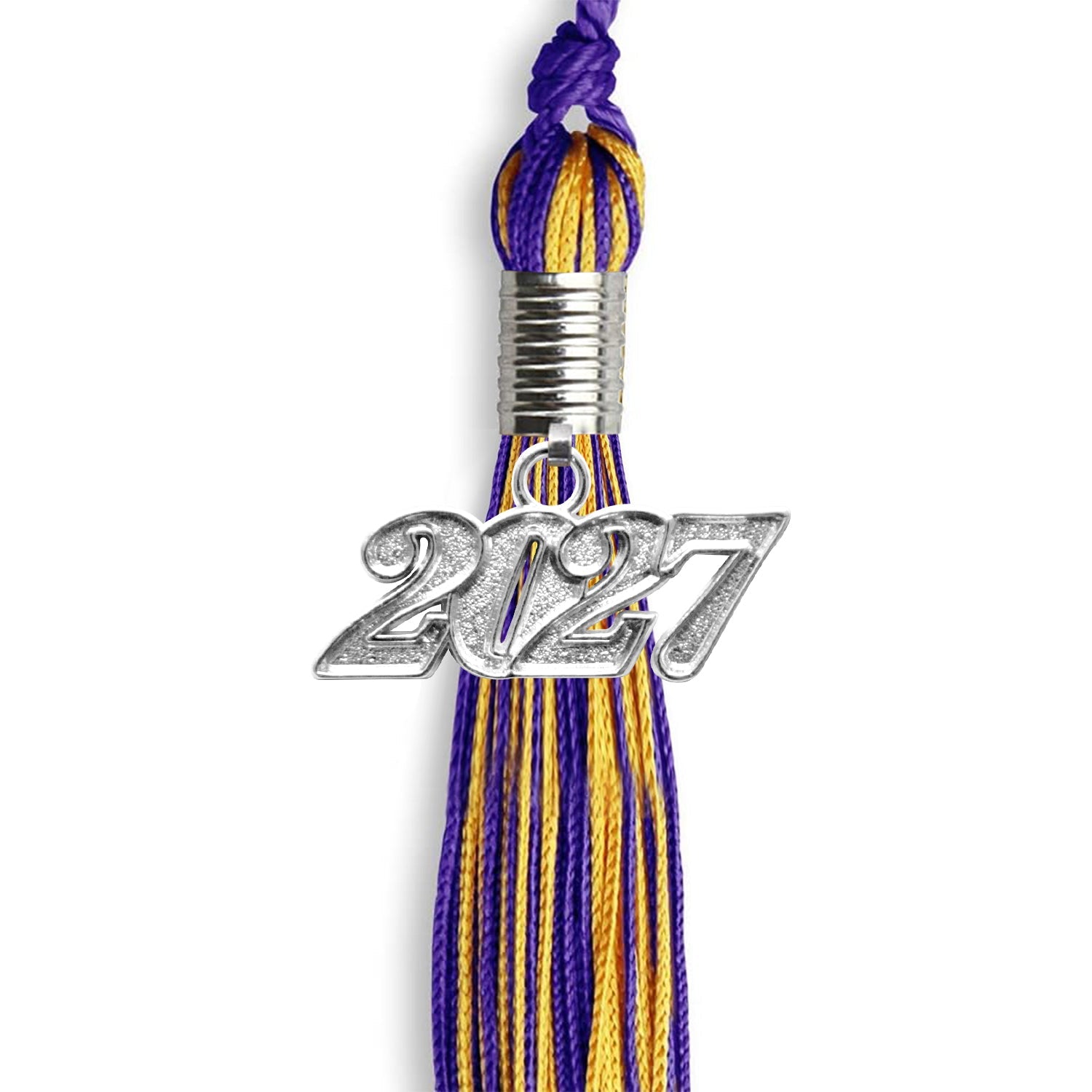 Purple/Gold Mixed Color Graduation Tassel with Silver Date Drop - Endea Graduation