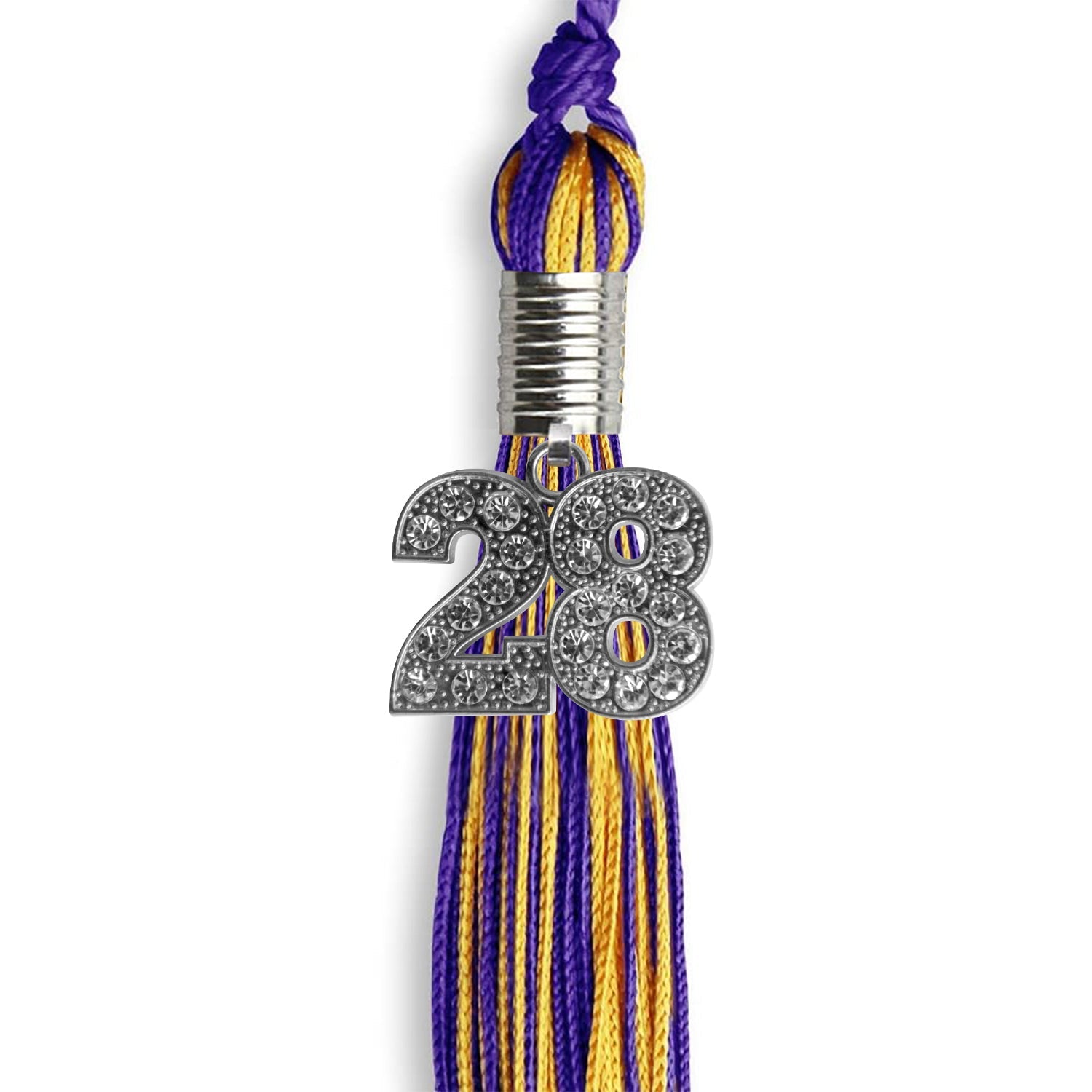 Purple/Gold Mixed Color Graduation Tassel with Silver Date Drop - Endea Graduation