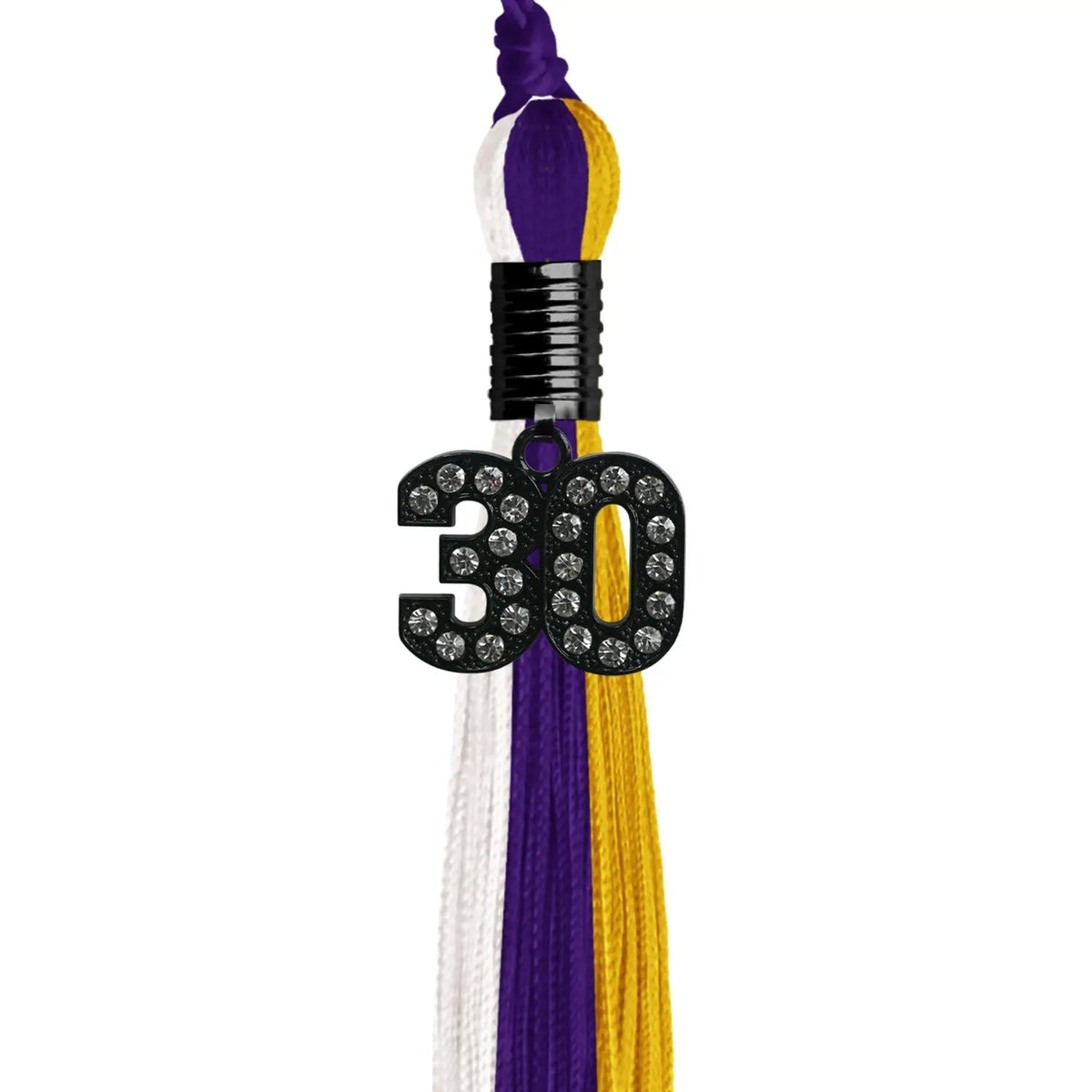 Purple/Gold/White Graduation Tassel with Black Bling Charm - Endea Graduation
