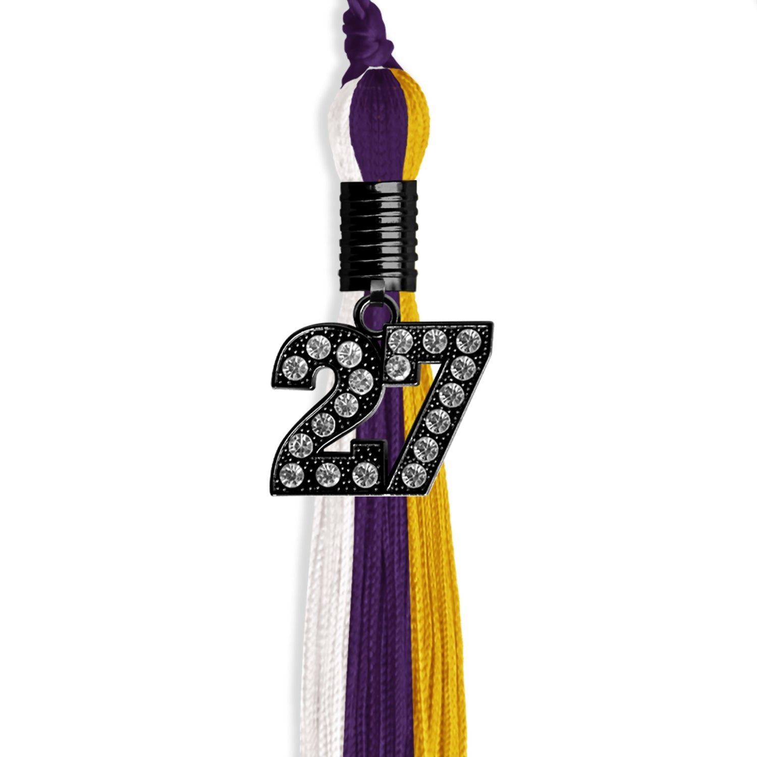 Purple/Gold/White Graduation Tassel with Black Date Drop - Endea Graduation