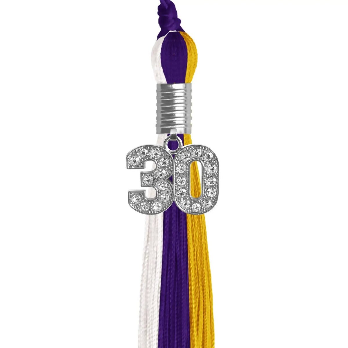 Purple/Gold/White Graduation Tassel with Silver Bling Charm - Endea Graduation
