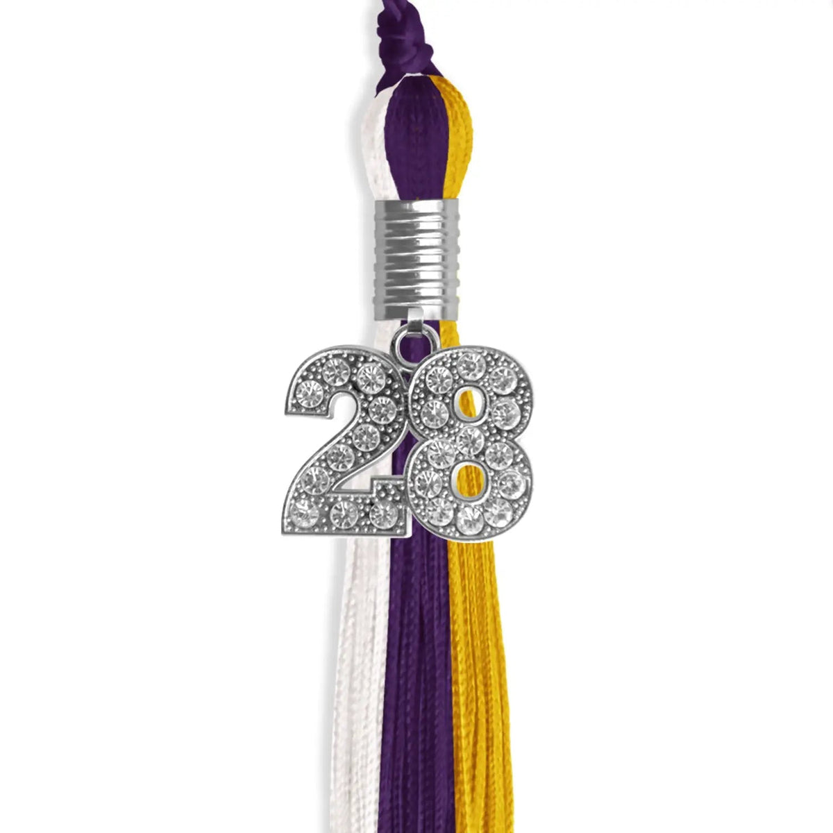 Purple/Gold/White Graduation Tassel with Silver Bling Charm - Endea Graduation