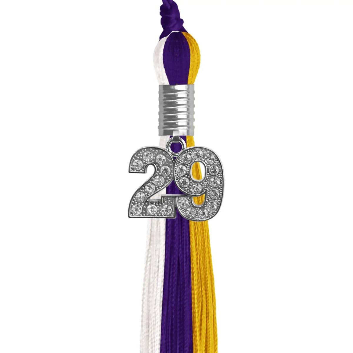 Purple/Gold/White Graduation Tassel with Silver Bling Charm - Endea Graduation