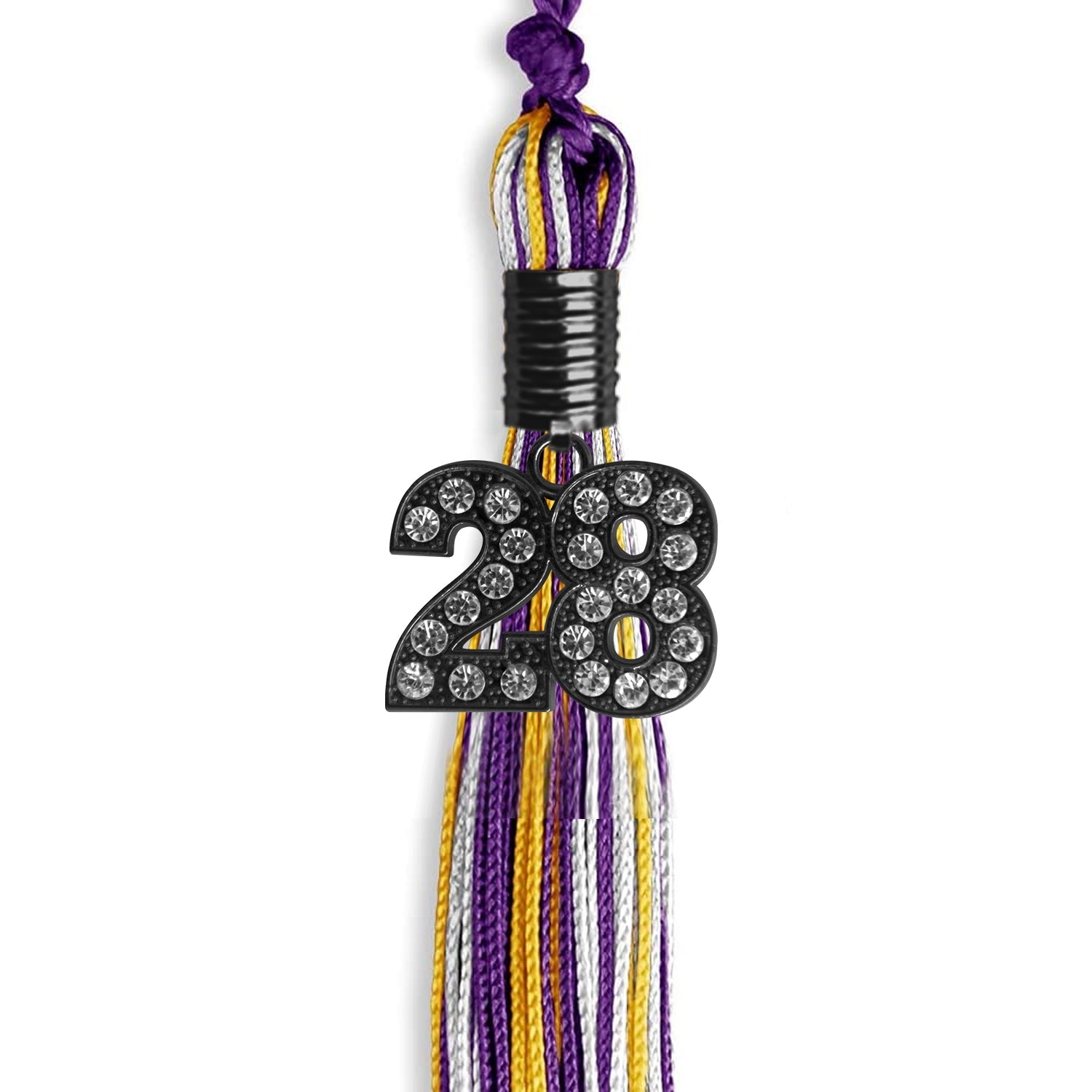 Purple/Gold/White Mixed Color Graduation Tassel with Black Date Drop - Endea Graduation