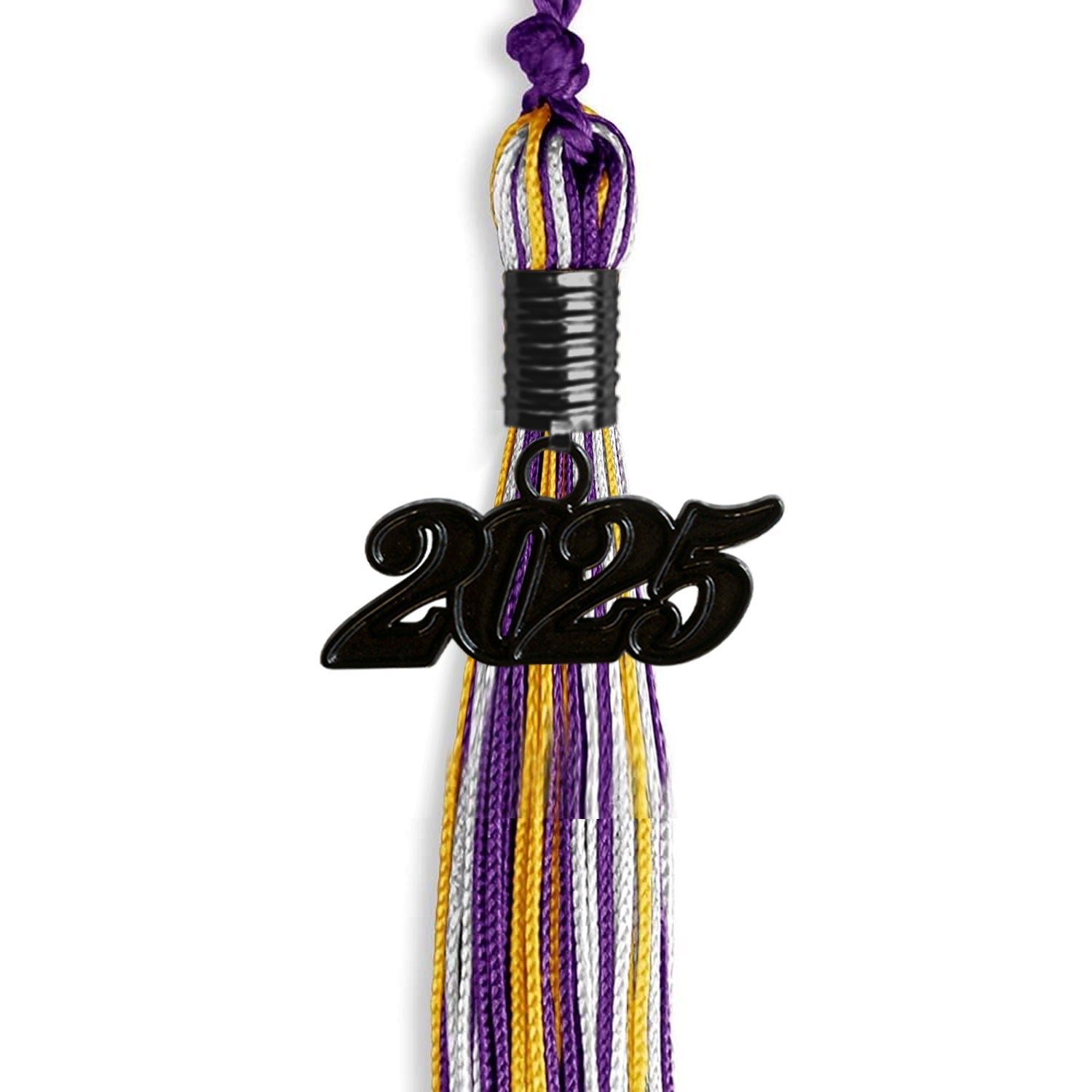 Purple/Gold/White Mixed Color Graduation Tassel with Black Date Drop - Endea Graduation