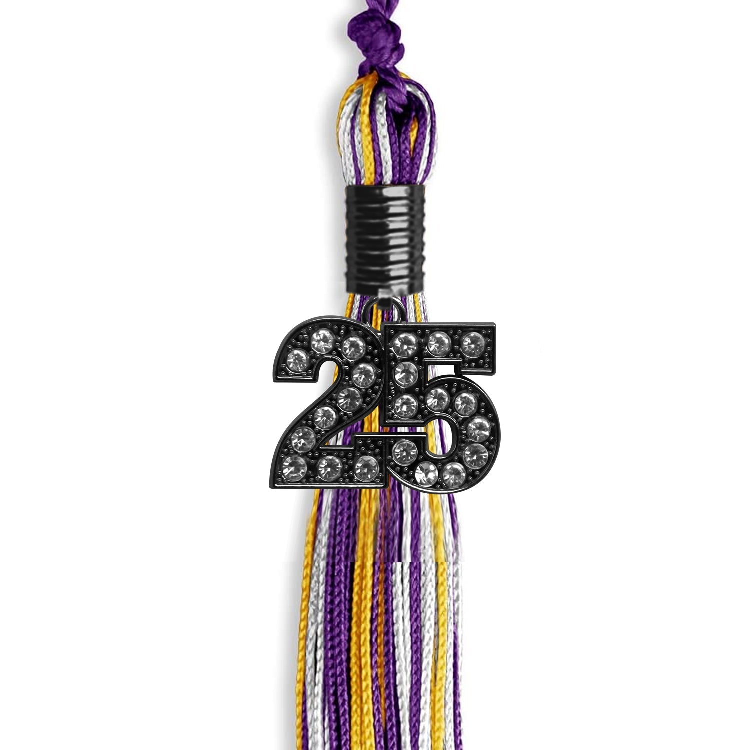 Purple/Gold/White Mixed Color Graduation Tassel with Black Date Drop - Endea Graduation