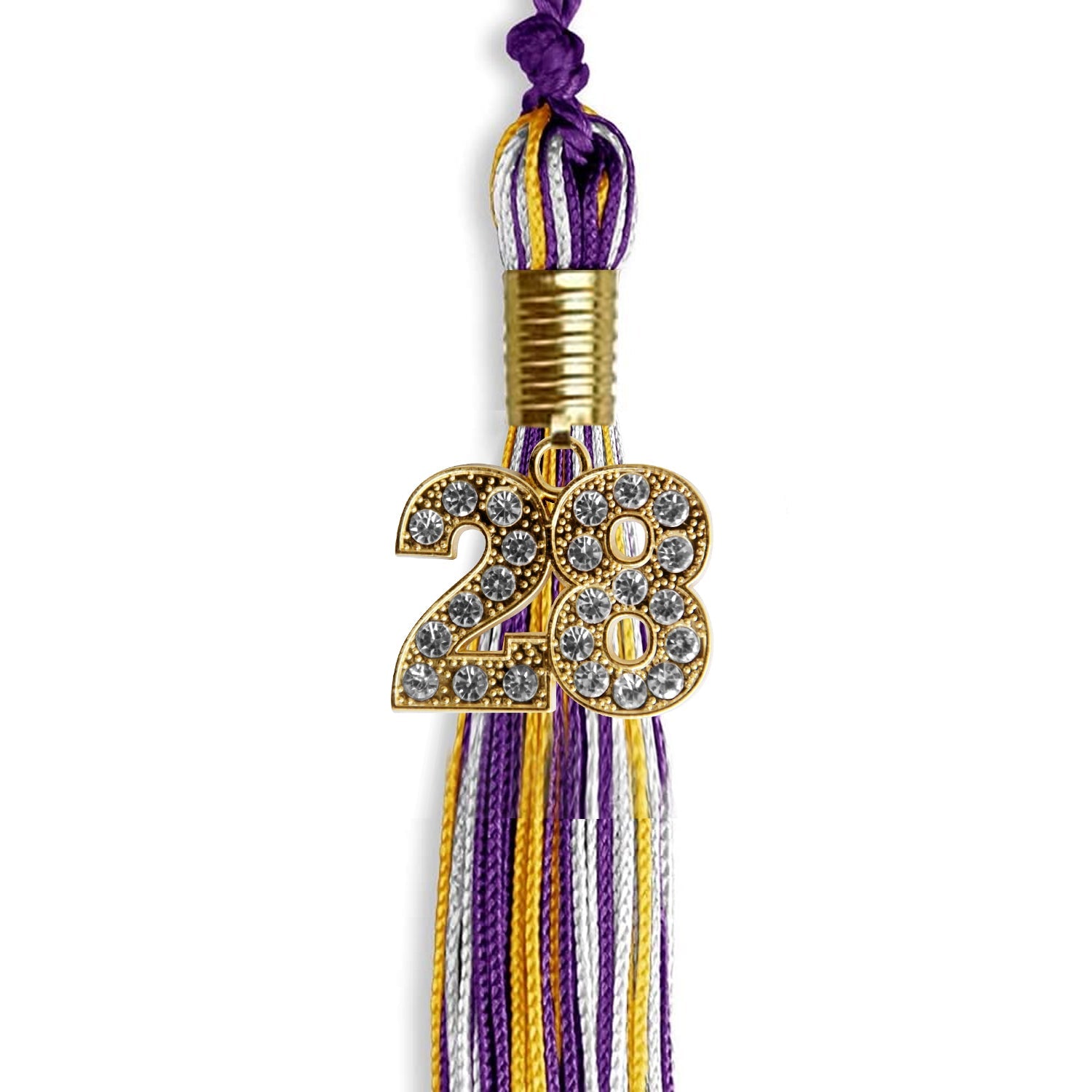 Purple/Gold/White Mixed Color Graduation Tassel with Gold Date Drop - Endea Graduation