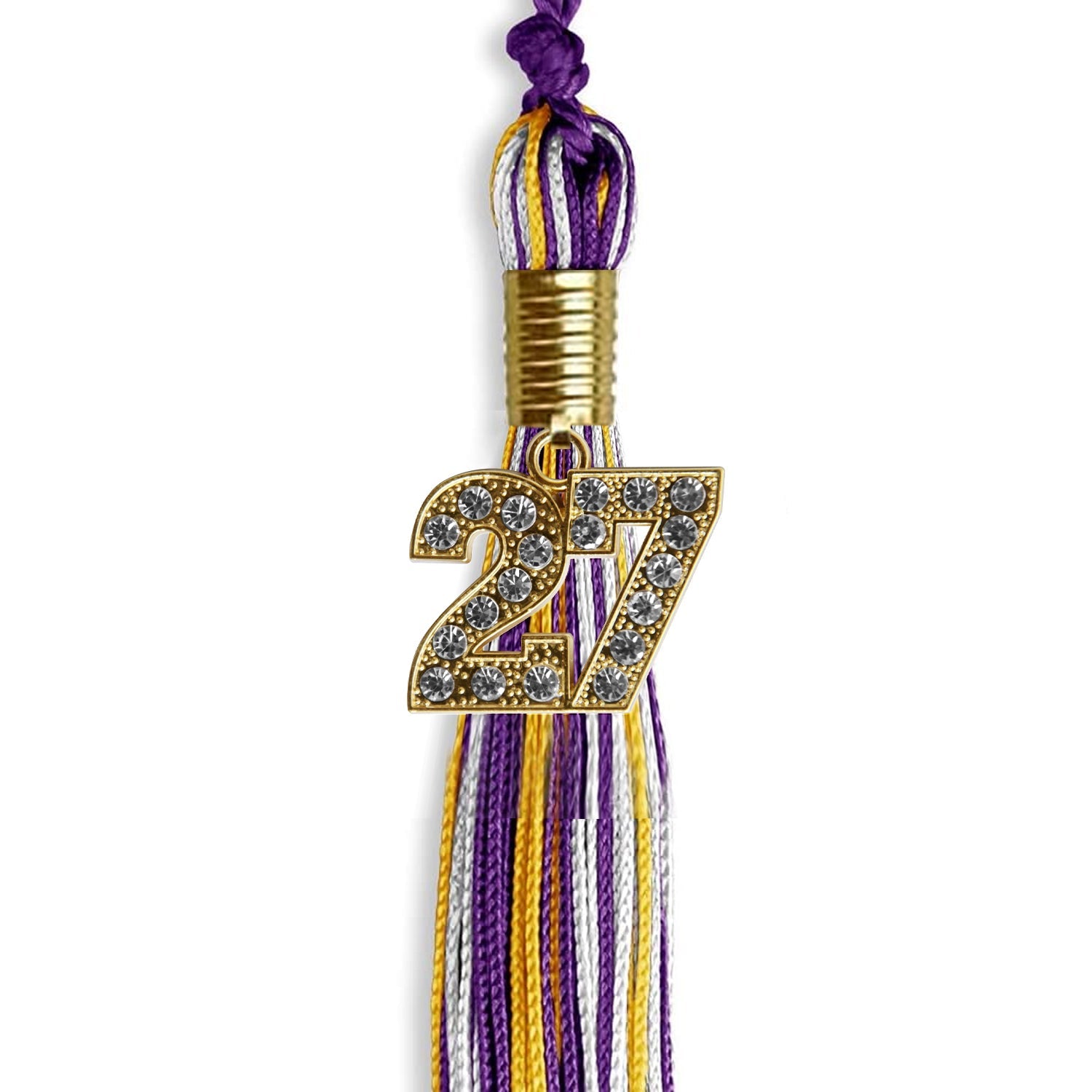 Purple/Gold/White Mixed Color Graduation Tassel with Gold Date Drop - Endea Graduation