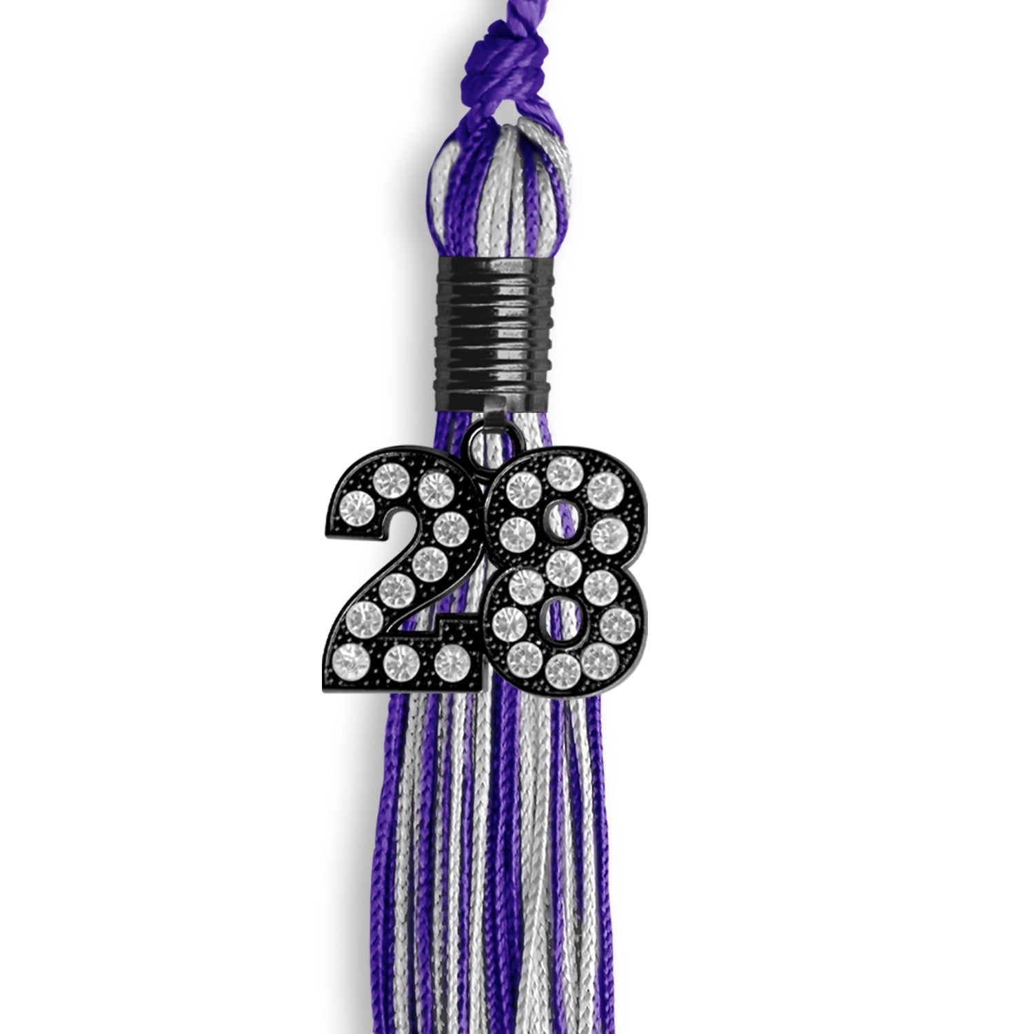 Purple/Silver Mixed Color Graduation Tassel with Black Date Drop - Endea Graduation