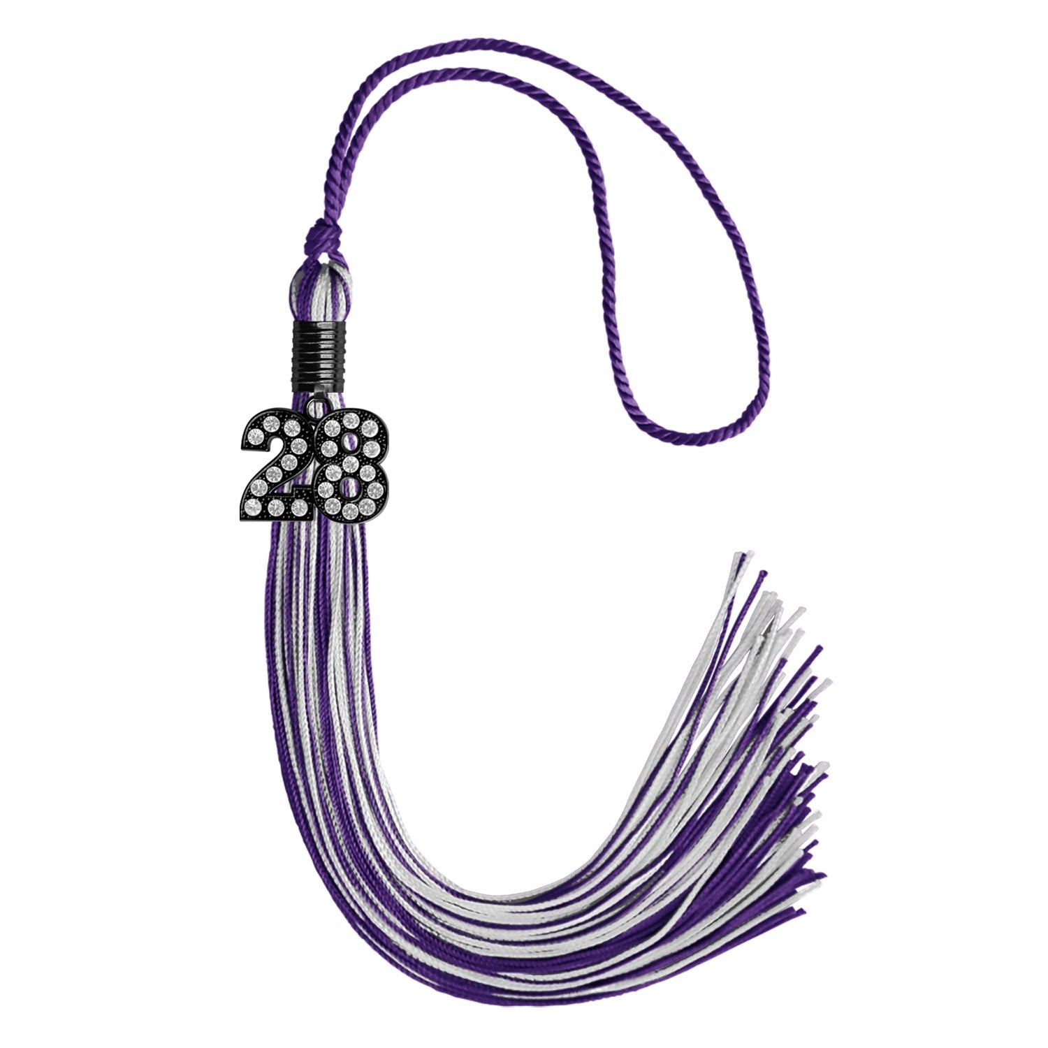 Purple/Silver Mixed Color Graduation Tassel with Black Date Drop - Endea Graduation
